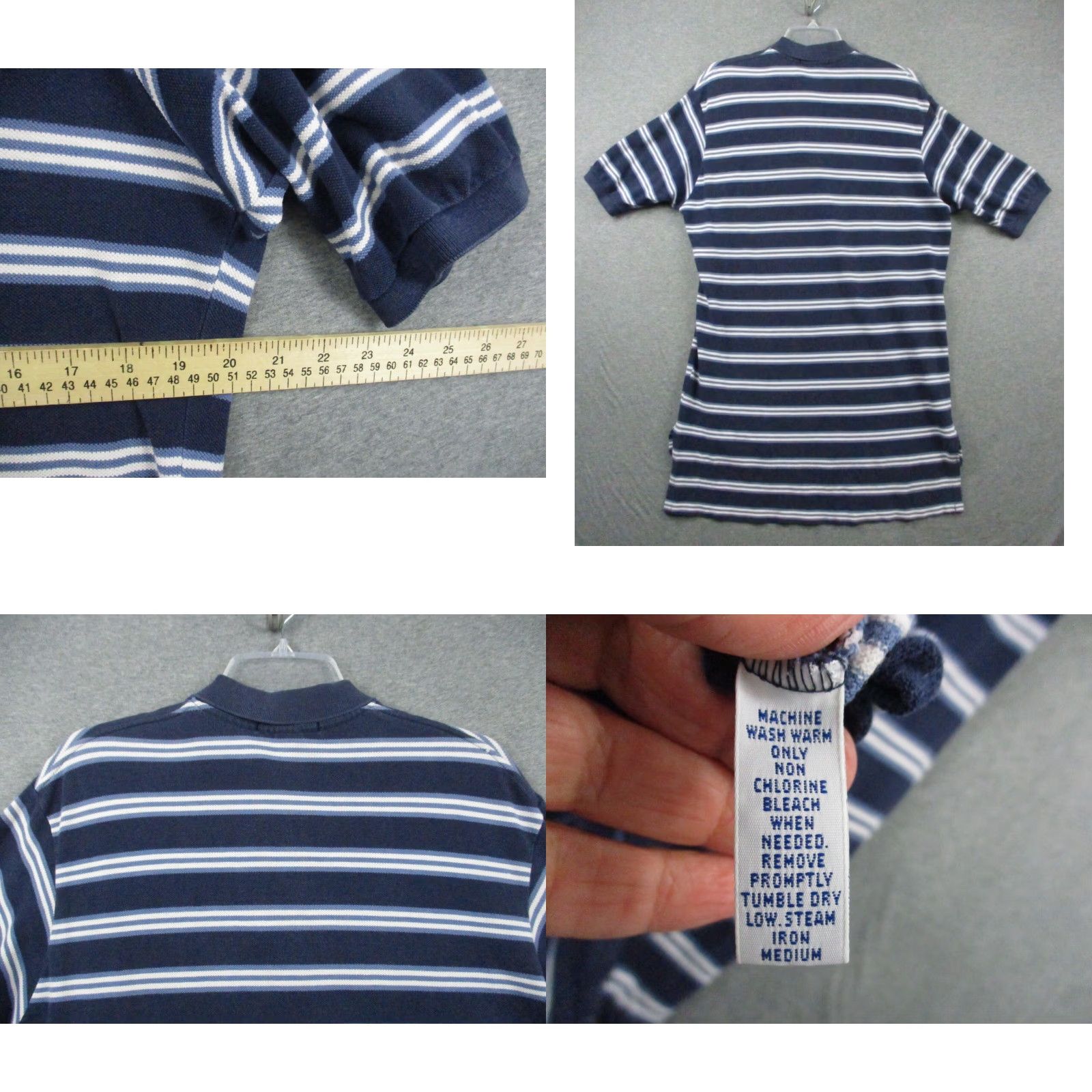 Polo Ralph Lauren Vintage Polo Ralph Lauren Polo Shirt Mens Large Blue Stripe Rugby Golf Shield USA Shirt Size US L / EU 52-54 / 3 - 8 Thumbnail