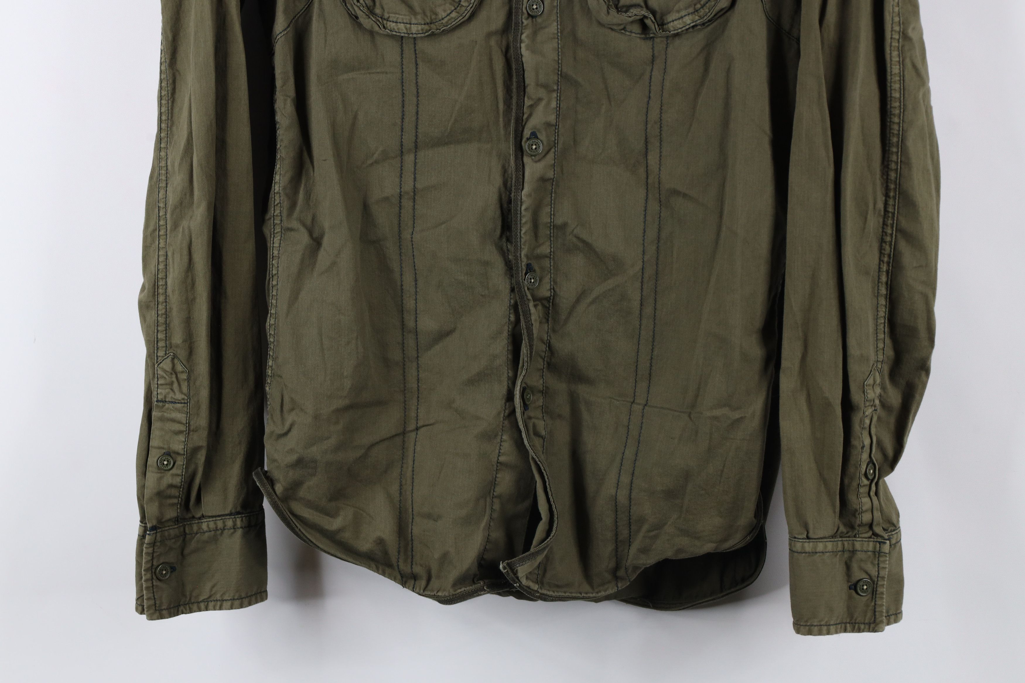 Armani Exchange × Vintage Armani Exchange Out Military Style Field Button Shirt Green Size US XS / EU 42 / 0 - 3 Thumbnail