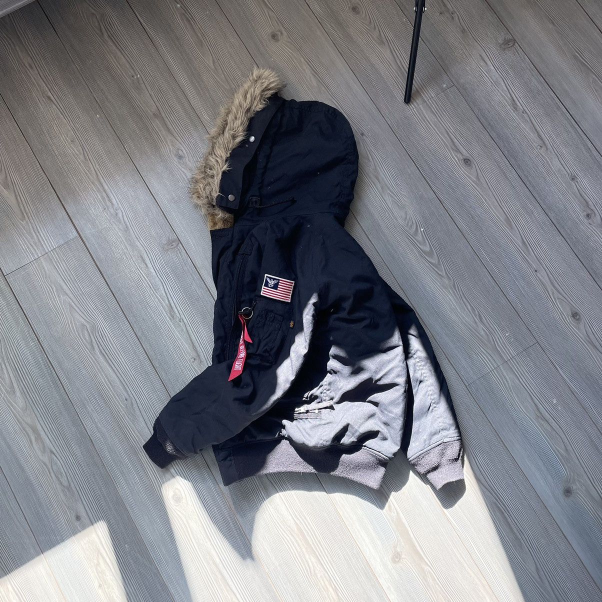 Vintage Alpha Industries Faux Fur Hood Bomber Jacket Alaska