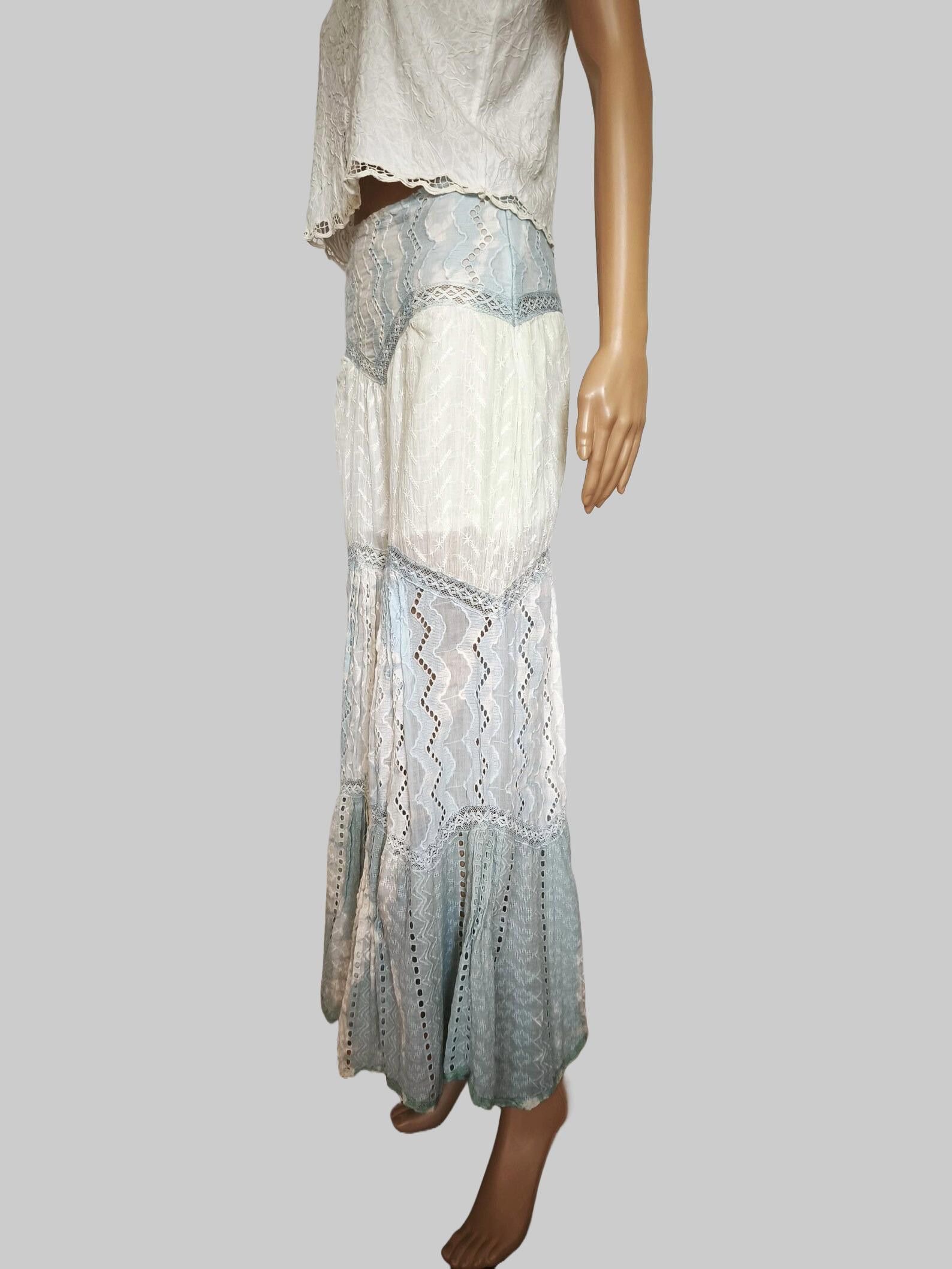 Other Y2K flare leg lace pants cotton lace bell bottom boho pant Size 26" / US 2 / IT 38 - 2 Thumbnail