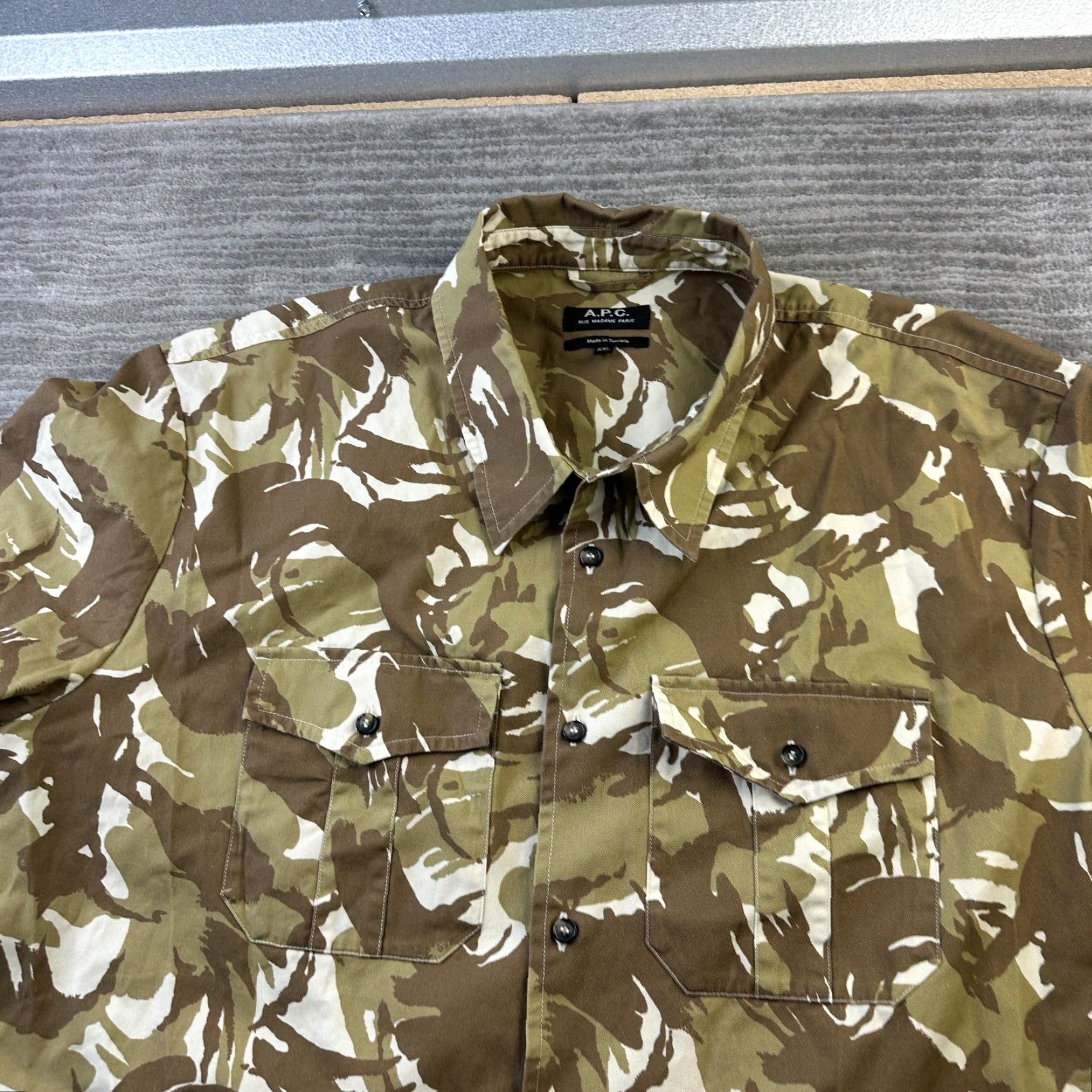 Vintage VINTAGE APC Shirt Mens 2XL Brown Camouflage Button Up Rue Madame Paris Size US XXL / EU 58 / 5 - 3 Thumbnail