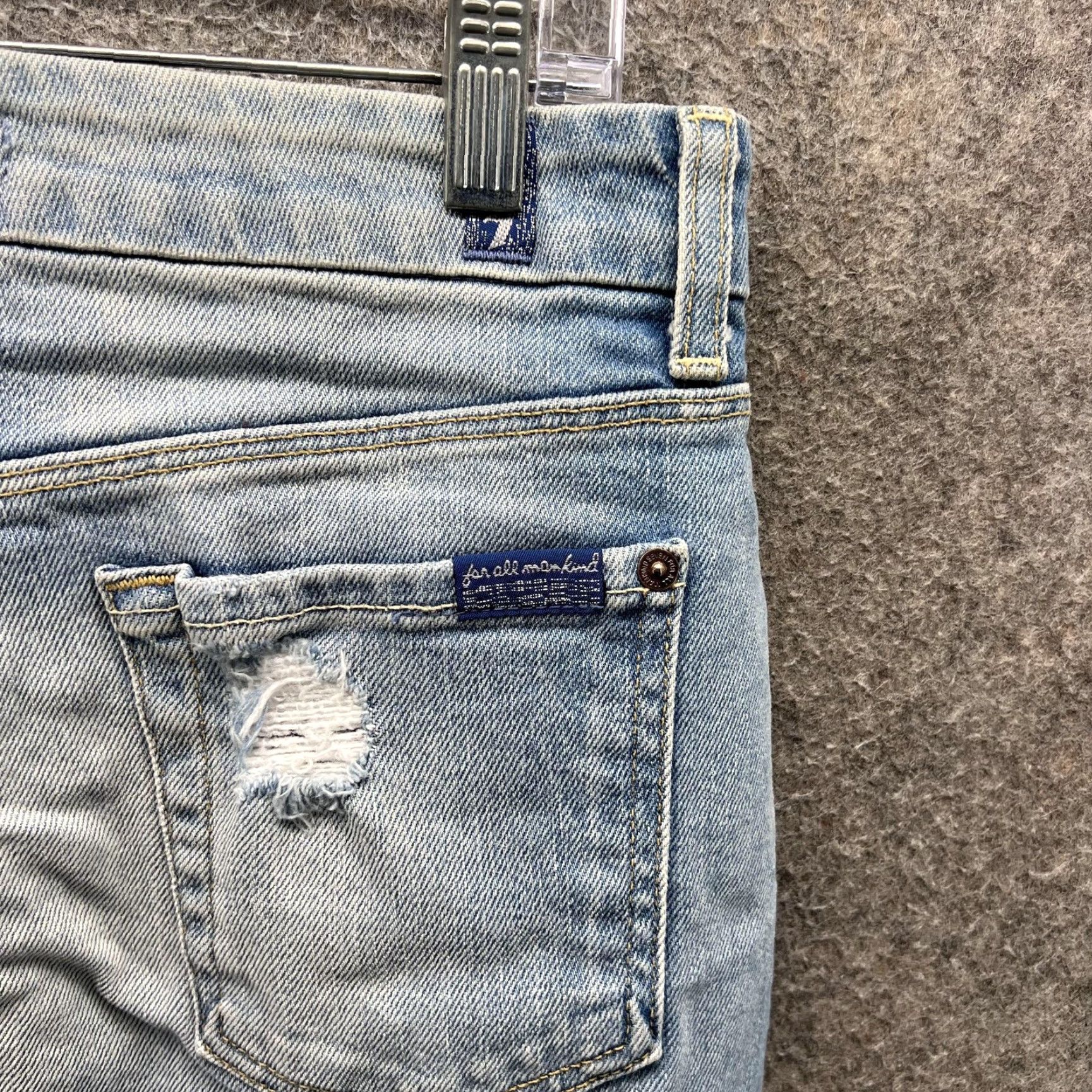 7 For All Mankind 7 For All Mankind Skirt Womens 26 Blue Denim Distressed Stretch Mini Casual Size 26" / US 2 / IT 38 - 6 Thumbnail