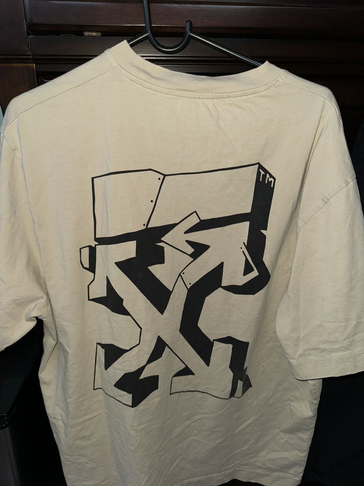 Off-White Off White Beige Graffiti T-Shirt Size US M / EU 48-50 / 2 - 2 Thumbnail