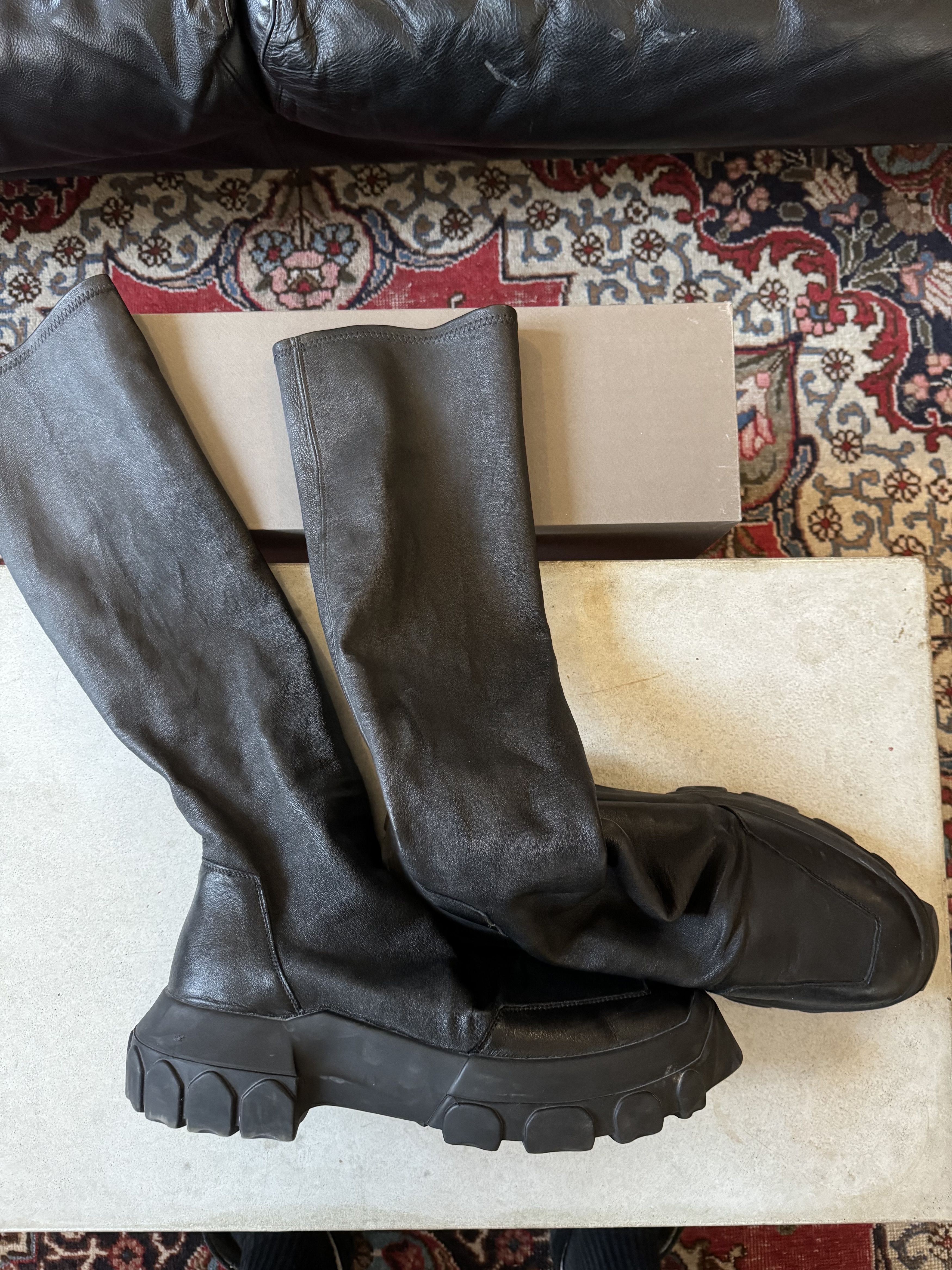 Rick Owens Rick Owens Tractor Lamb Leather High Boots Size US 11 / EU 44 - 3 Thumbnail