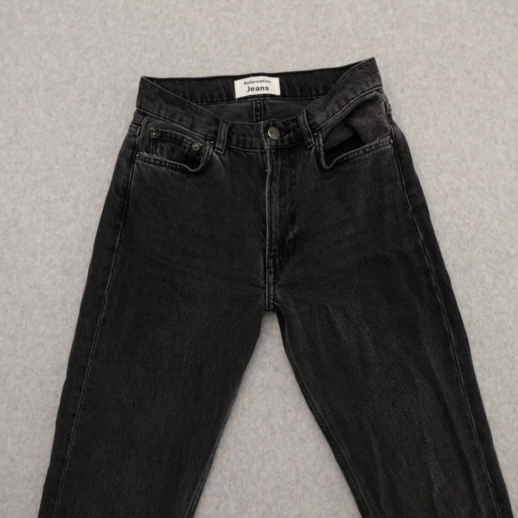 Reformation Reformation Womens Black Monterey Straight Leg Jeans 24 Zipper Fly Size 42" / US 20 - 2 Thumbnail