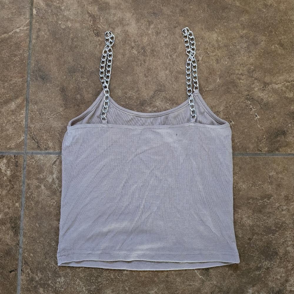 Designer Light Nude Chain Detailed Cropped Tank Size S / US 4 / IT 40 - 2 Thumbnail