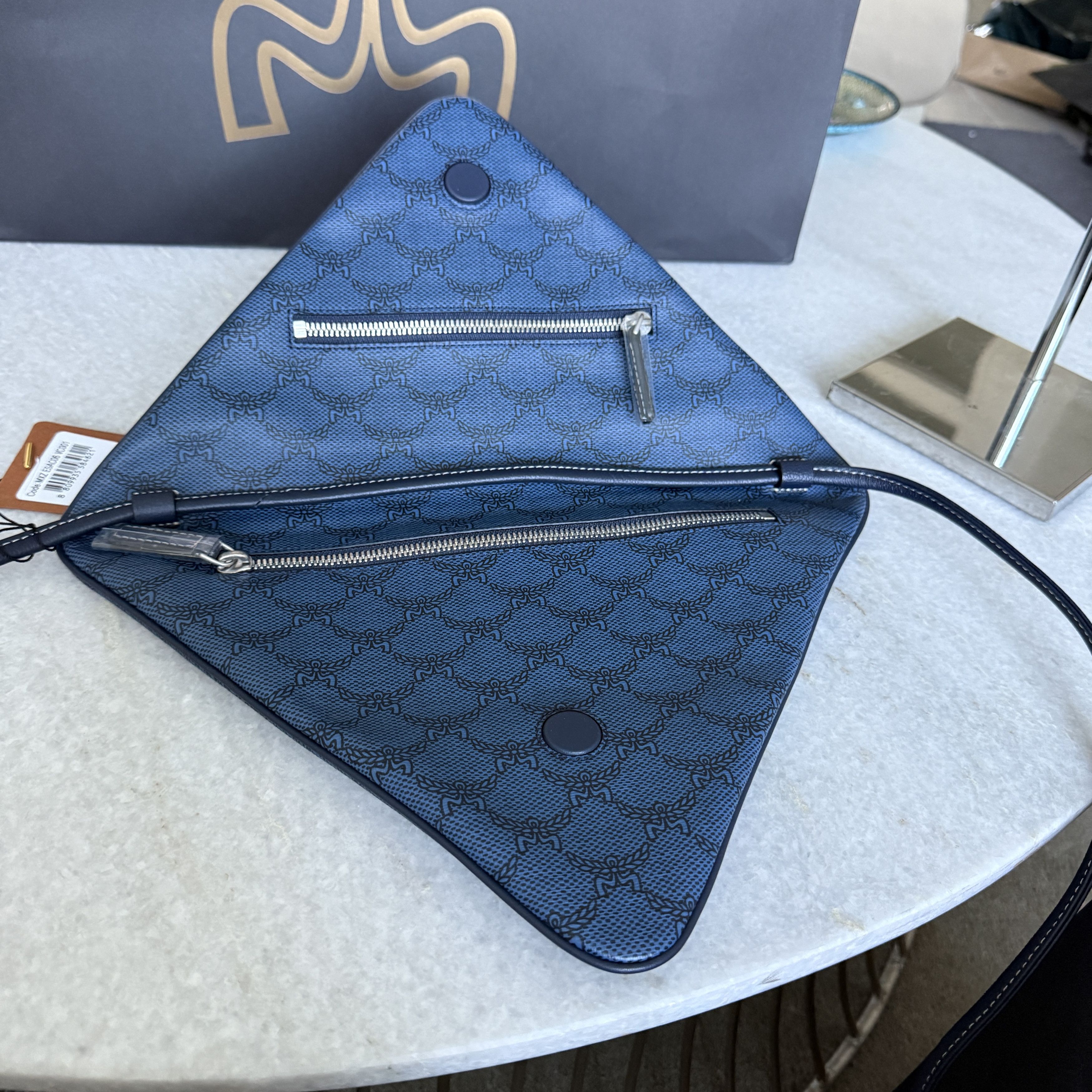 MCM MCM Blue Canvas and leather Triangle Shoulder Bag Size ONE SIZE - 6 Thumbnail