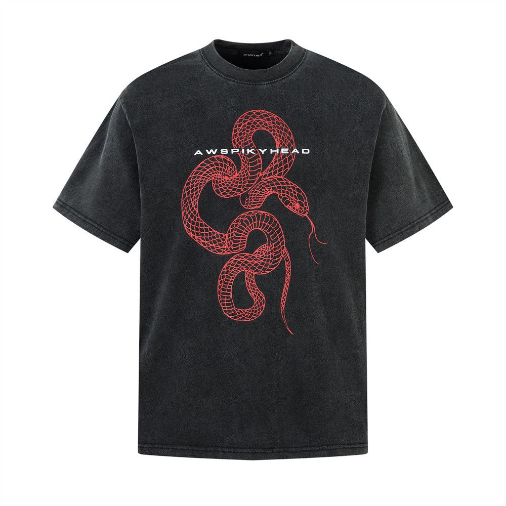 Japanese Brand × Vintage Men's loose casual snake print distressed washed T-shirt Size US L / EU 52-54 / 3 - 1 Thumbnail