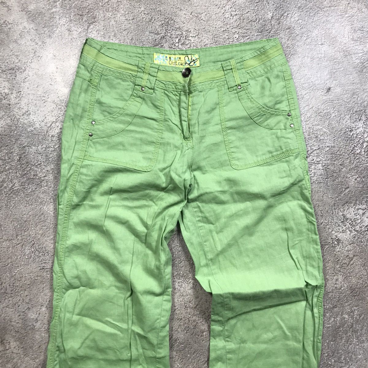 Vintage Vintage Y2K Baggy Cargo Pants Wide Leg Distressed Green 29 Size 29" - 3 Thumbnail