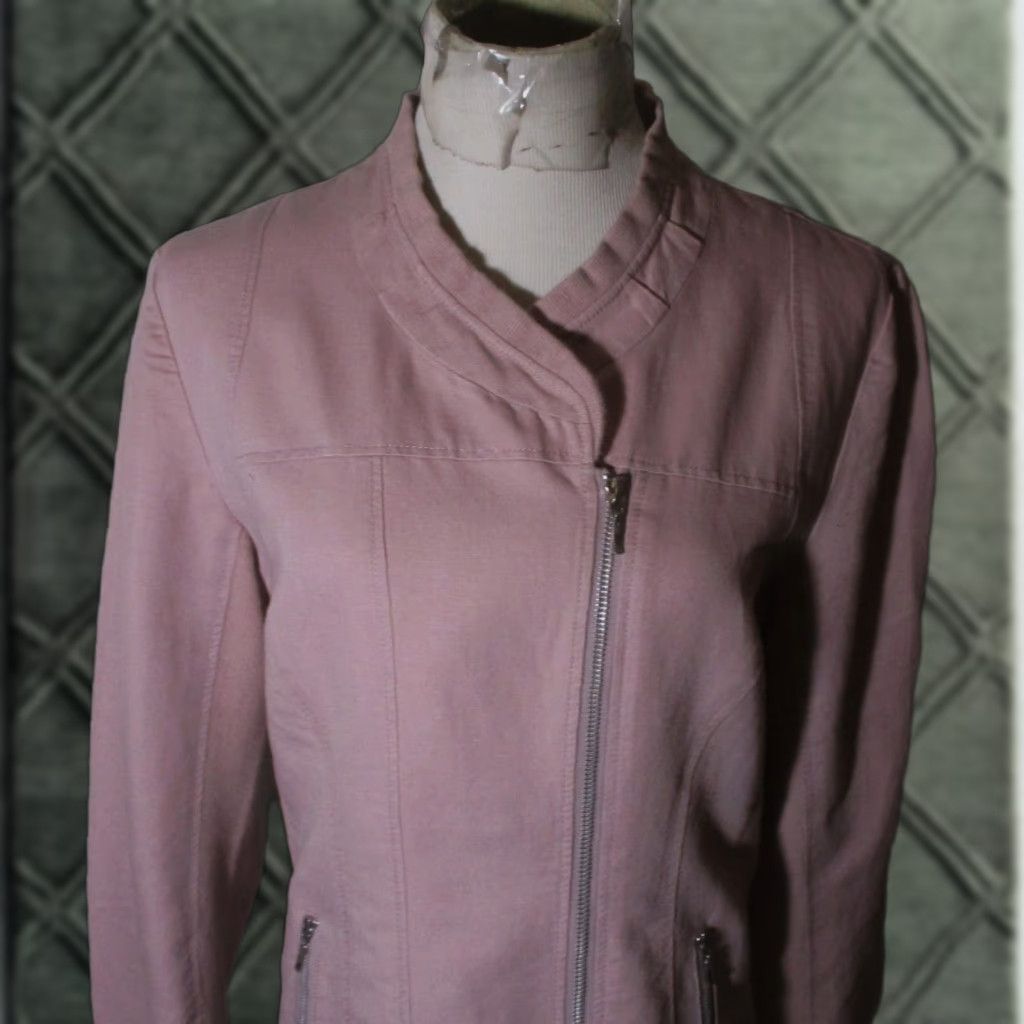 Vintage SUNDANCE Pink Full Zip Linen Jacket Women's 12 Shirt Womens All Seasons Zip Jacket Size XL / US 12-14 / IT 48-50 - 1 Thumbnail