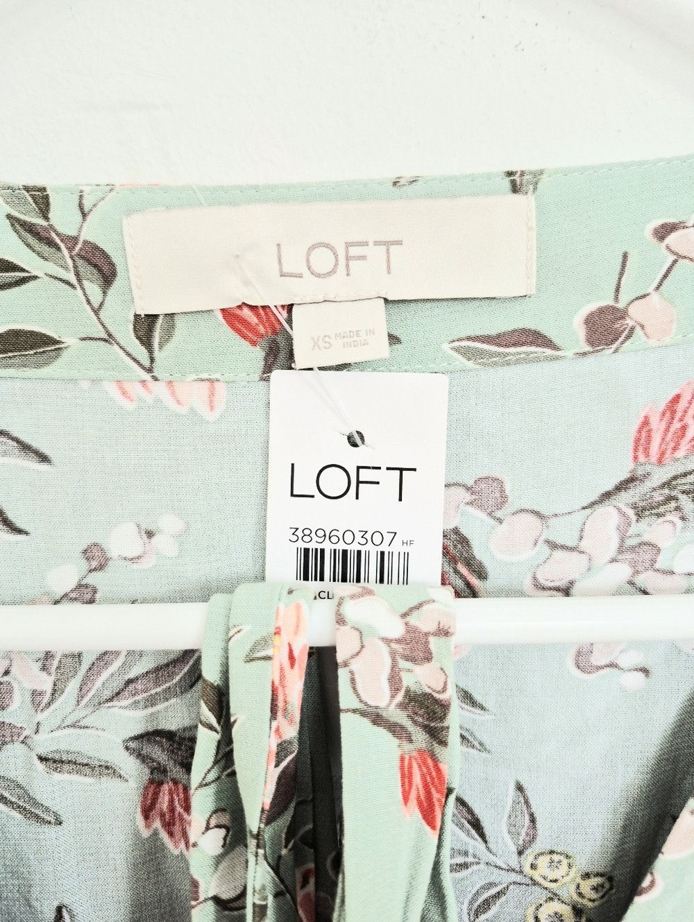 Loft Brushed Sage Floral Peplum Short Slv Wrap Top Spring Summer Size XS / US 0-2 / IT 36-38 - 10 Thumbnail