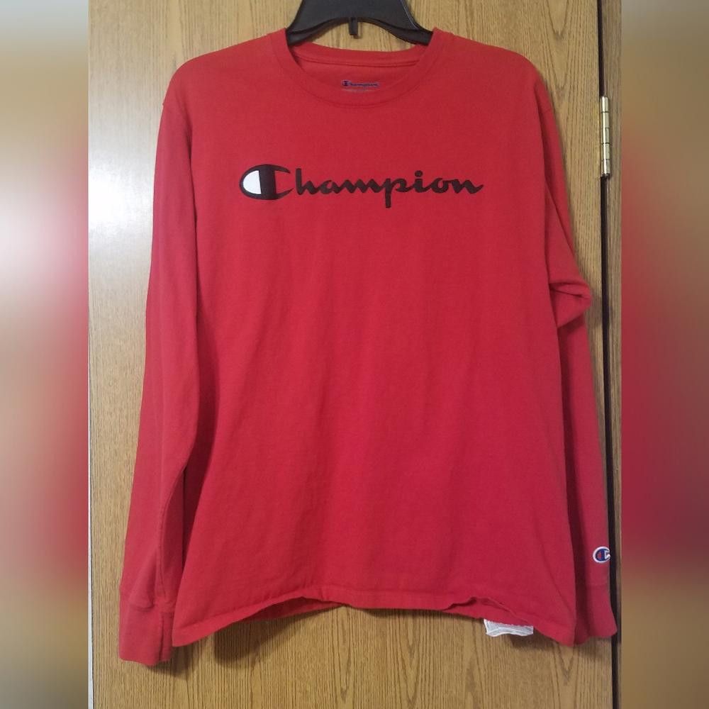 Champion Champion Red Men's Long Sleeve Shirt Size Medium Size US M / EU 48-50 / 2 - 1 Thumbnail