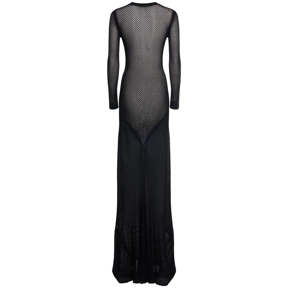 Tom Ford o1loc1c1225 ACK590 Openwork Viscose Long Dress in Black Size M / US 6-8 / IT 42-44 - 4 Thumbnail