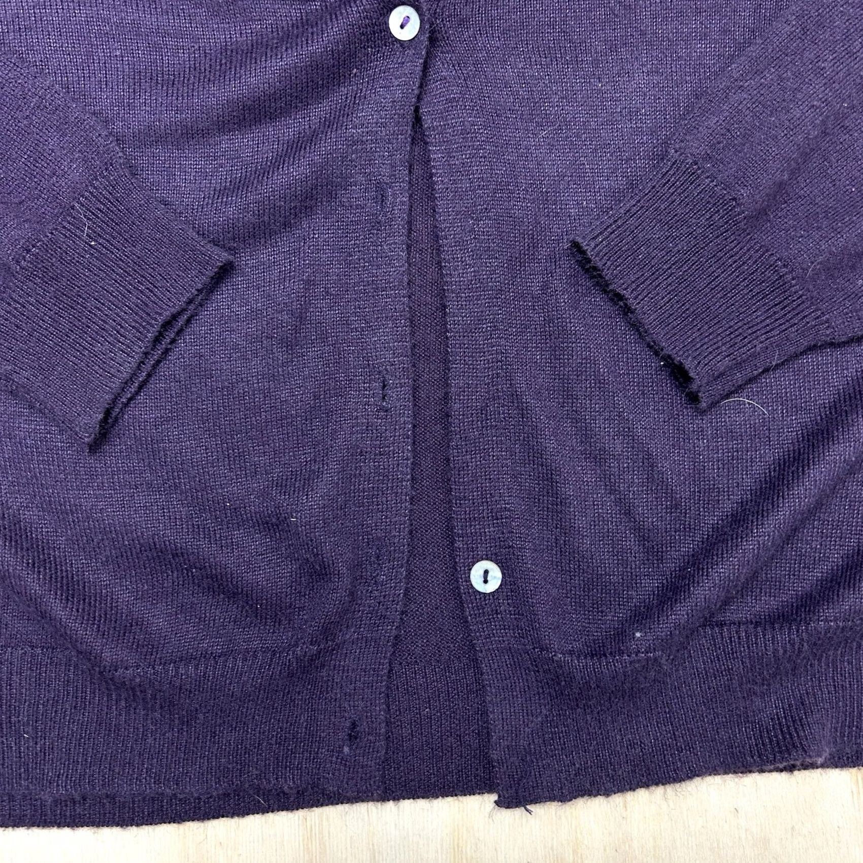 Vintage Erika & Co. Cardigan Sweater Womens M Purple Crew Neck Pockets Tight-Knit Casual Fall Size M / US 6-8 / IT 42-44 - 4 Thumbnail