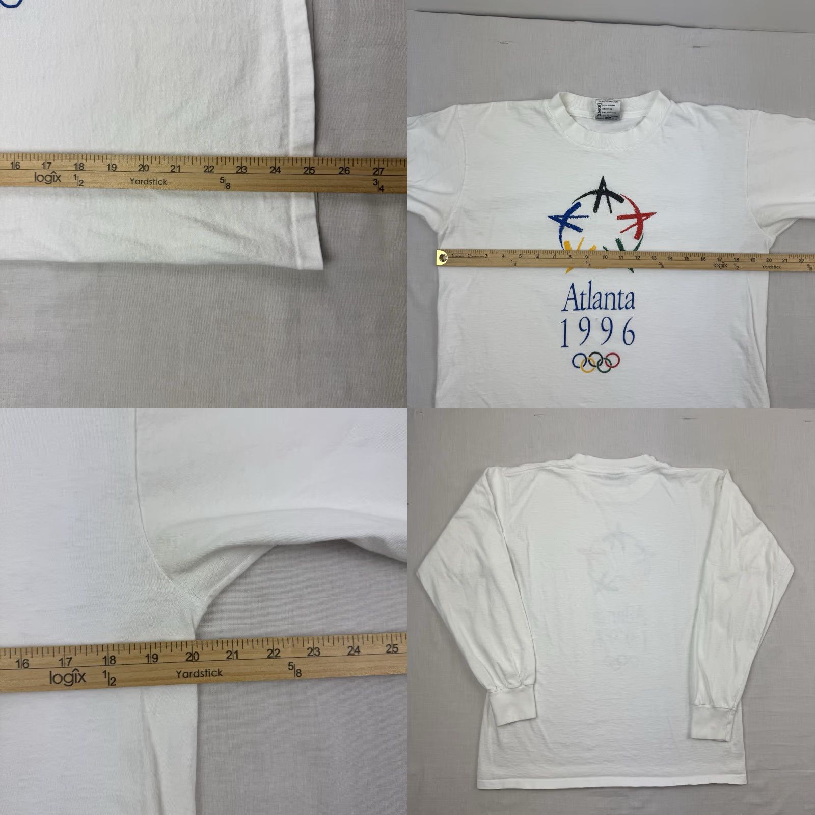 Vintage VINTAGE Atlanta Olympics Long Sleeve Shirt Adult Large 1996 Olympics Sports USA Shirt Mens Large White Cotton 90s USA Sports Oneita Size US L / EU 52-54 / 3 - 8 Thumbnail