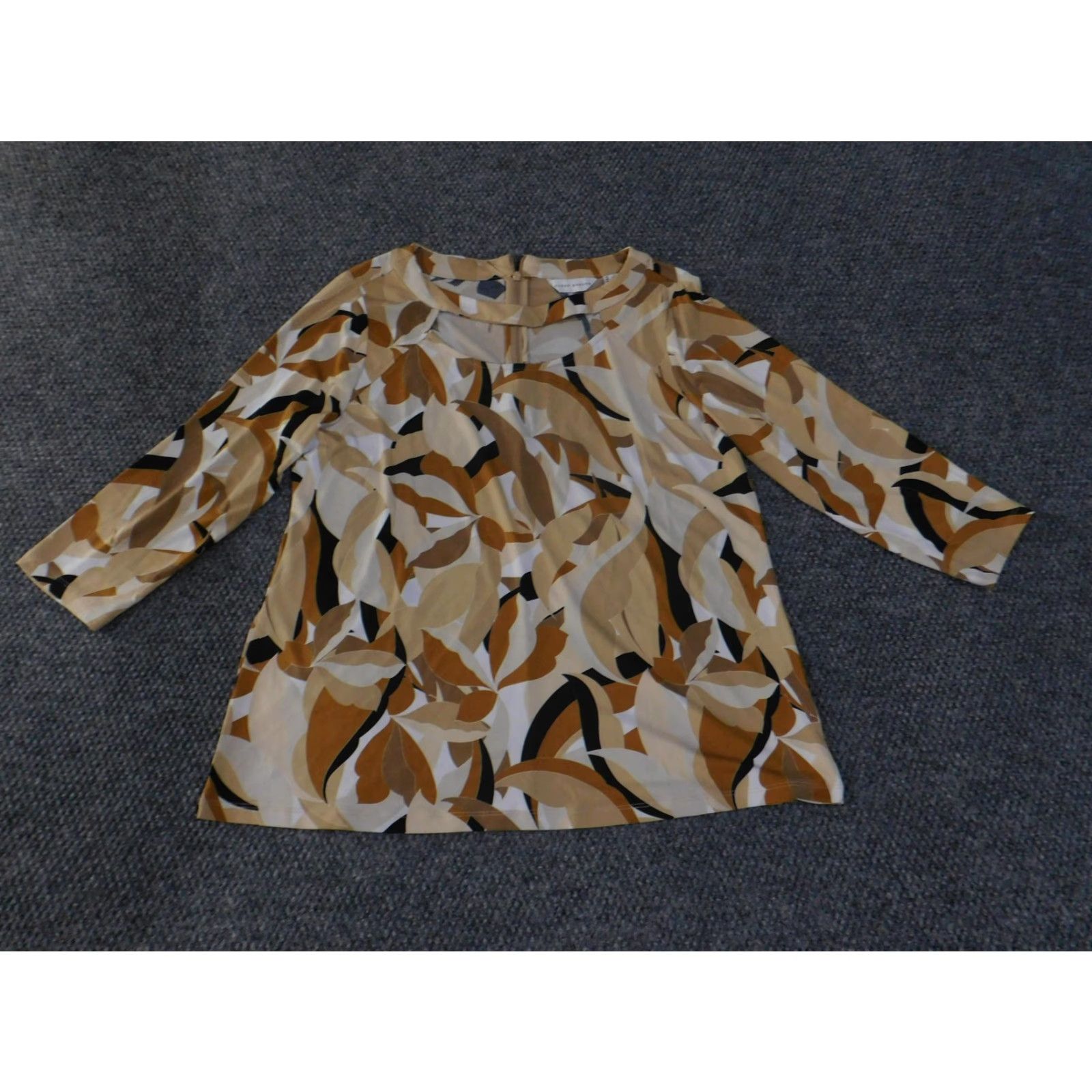 Vintage Susan Graver Shirt Womens Large Leaf Print 3/4 Sleeve Pullover Top Blouse Size L / US 10 / IT 46 - 2 Thumbnail