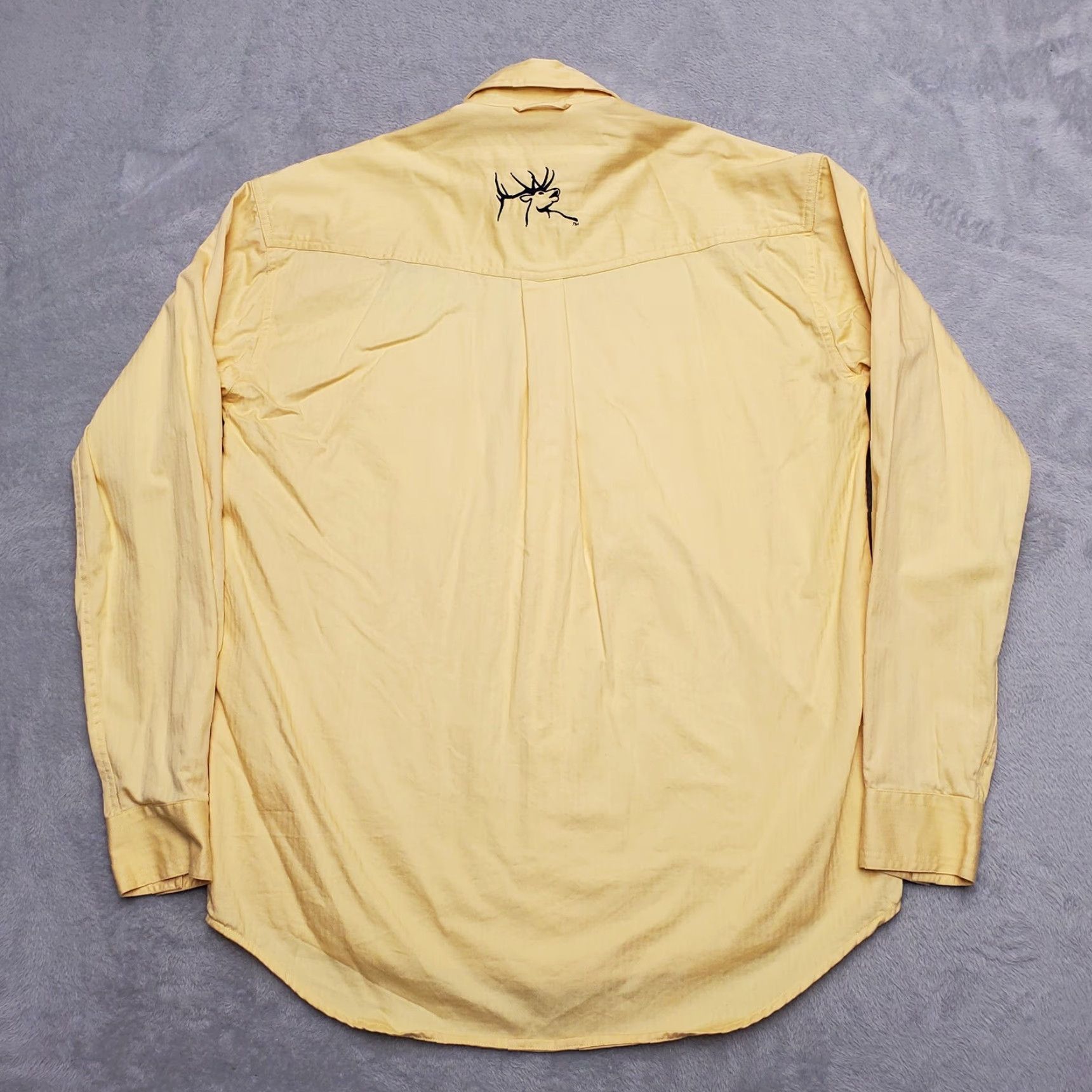 Roper Rocky Mountain Elk Foundation Shirt Men Small Yellow Herringbone Western RMEF Size US S / EU 44-46 / 1 - 6 Thumbnail