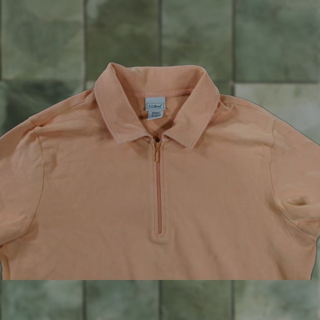 Vintage L.L. Bean Polo Shirt Women Large Orange Solid Short Sleeve Collared Cotton Blend Basic Classic Preppy 90s? Size L / US 10 / IT 46 - 1 Thumbnail