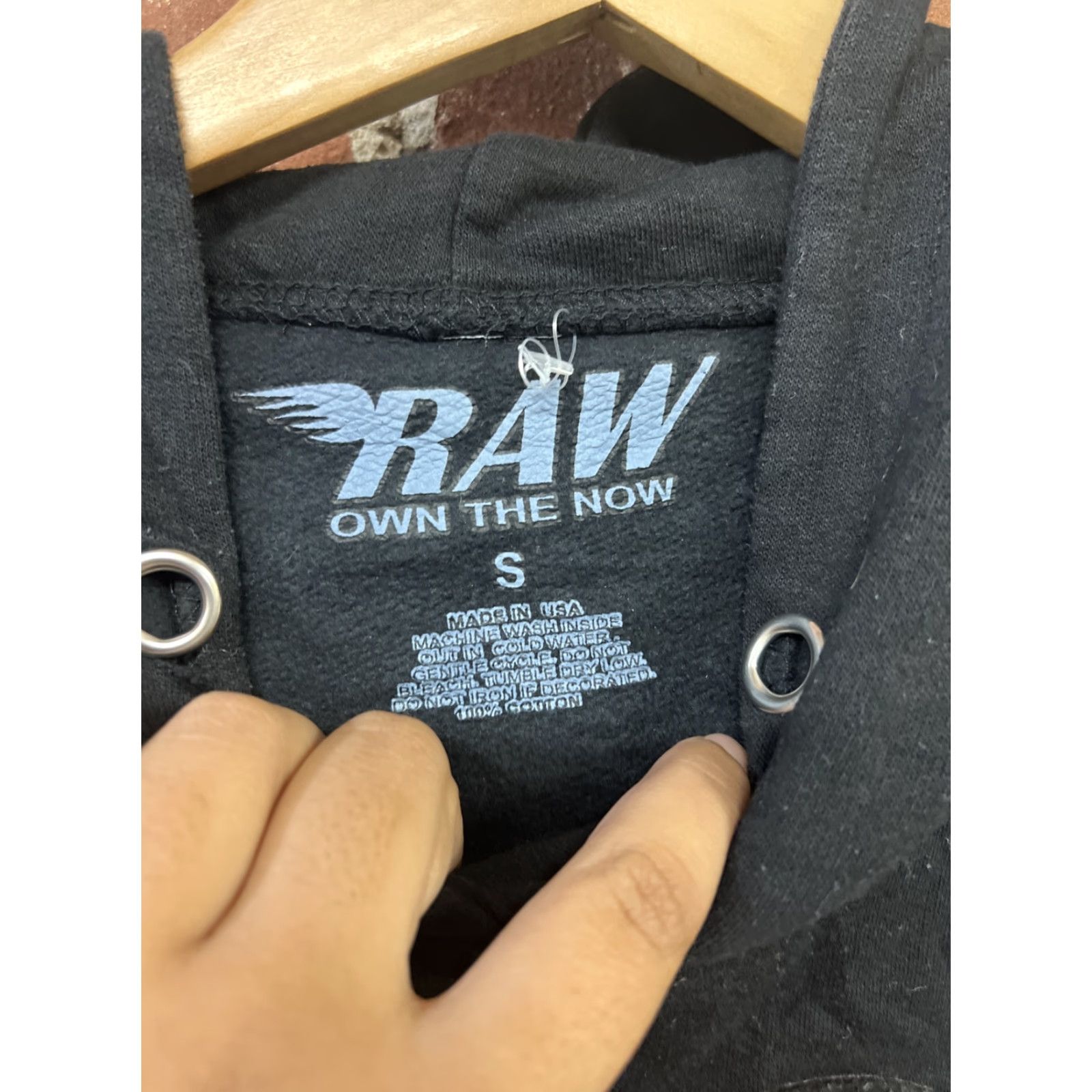 Vintage Raw Pullover Hooded Sweatshirt Mens Black Size S Small Size US S / EU 44-46 / 1 - 2 Thumbnail