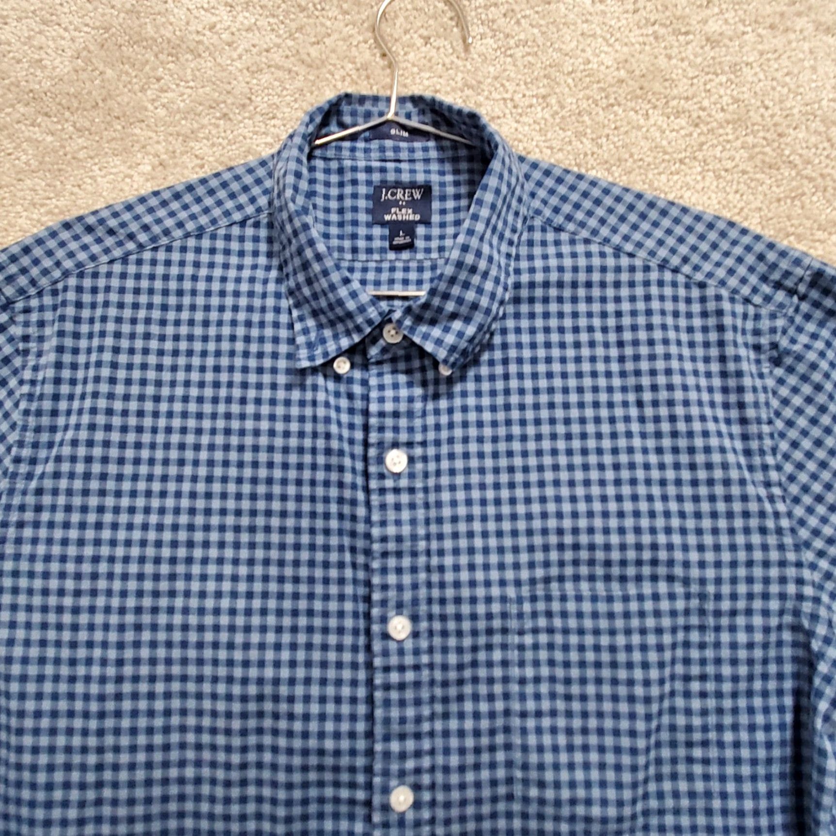 J.Crew J.Crew Shirt Men's Large Blue Plaid Stretch Flex Washed Long Sleeve Button-Down Size US L / EU 52-54 / 3 - 3 Thumbnail