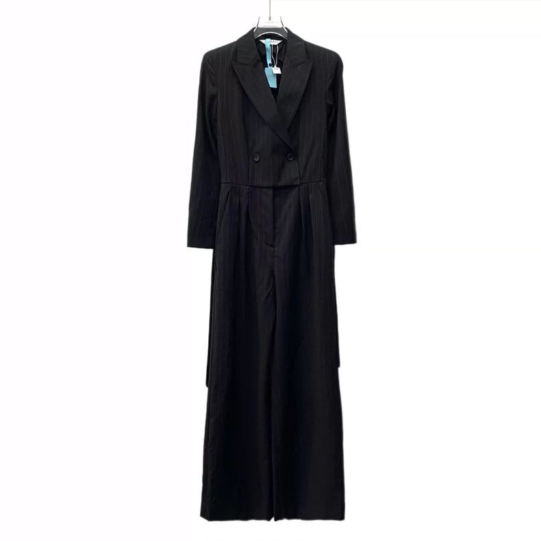 Max Mara Max Mara Black striped wool lapel, double-breasted, long-s Size XS / US 0-2 / IT 36-38 - 1 Thumbnail