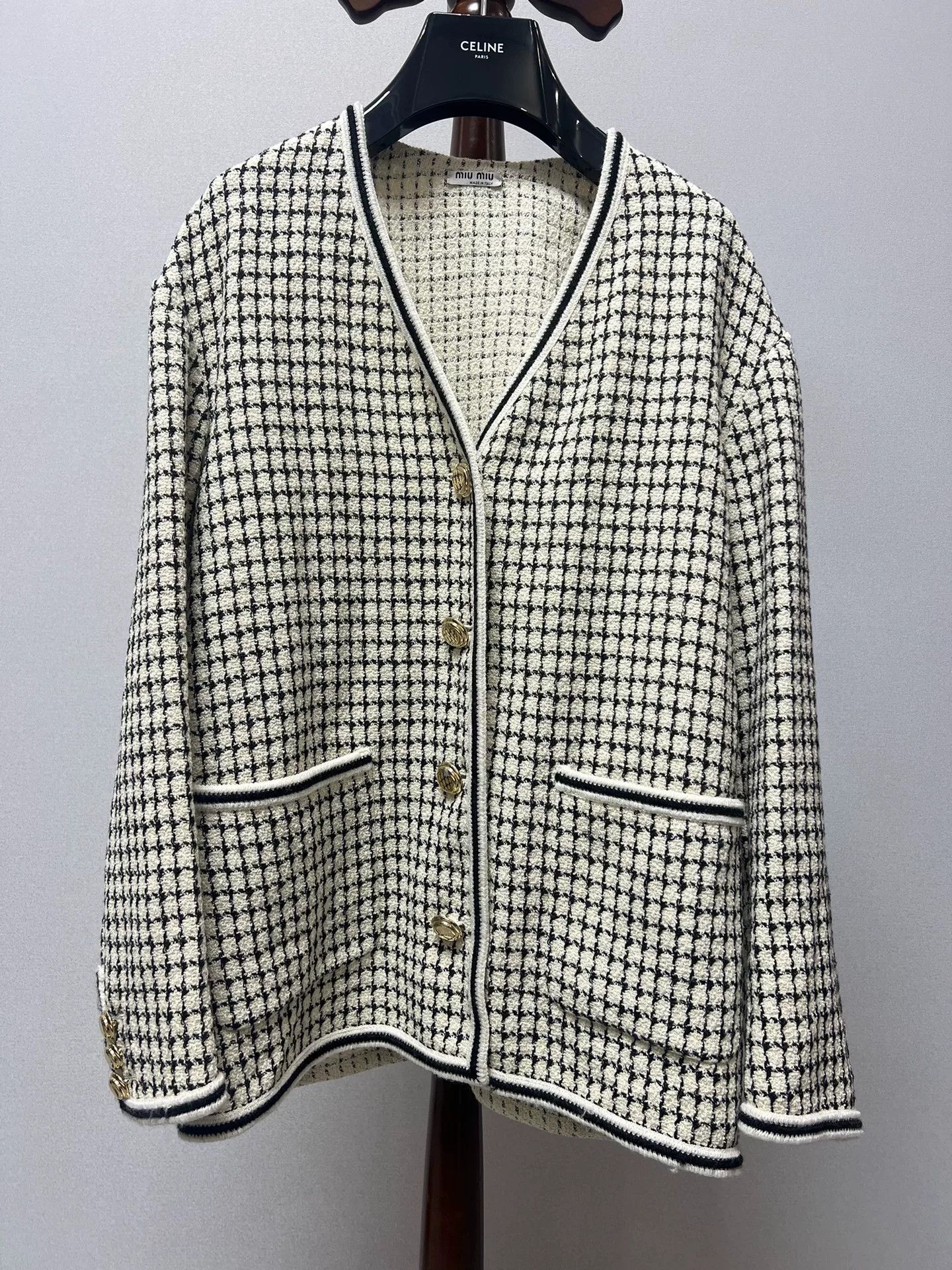 Miu Miu Miu Miu Tweed Logo Jacket Size M / US 6-8 / IT 42-44 - 1 Thumbnail