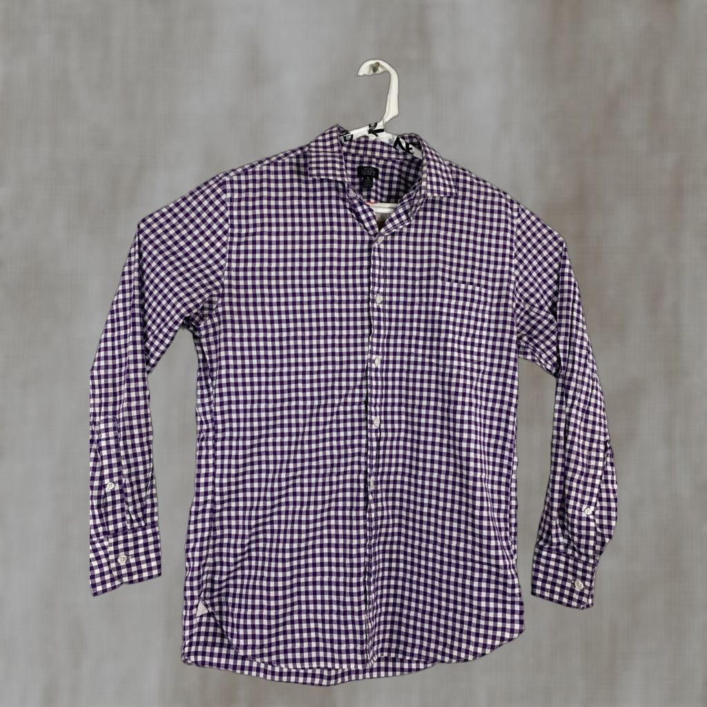 J.Crew J.CREW Shirt Mens Medium Cotton 120’s 2Ply Purple Checkered Plaid Button Up Shirt Size US M / EU 48-50 / 2 - 1 Thumbnail