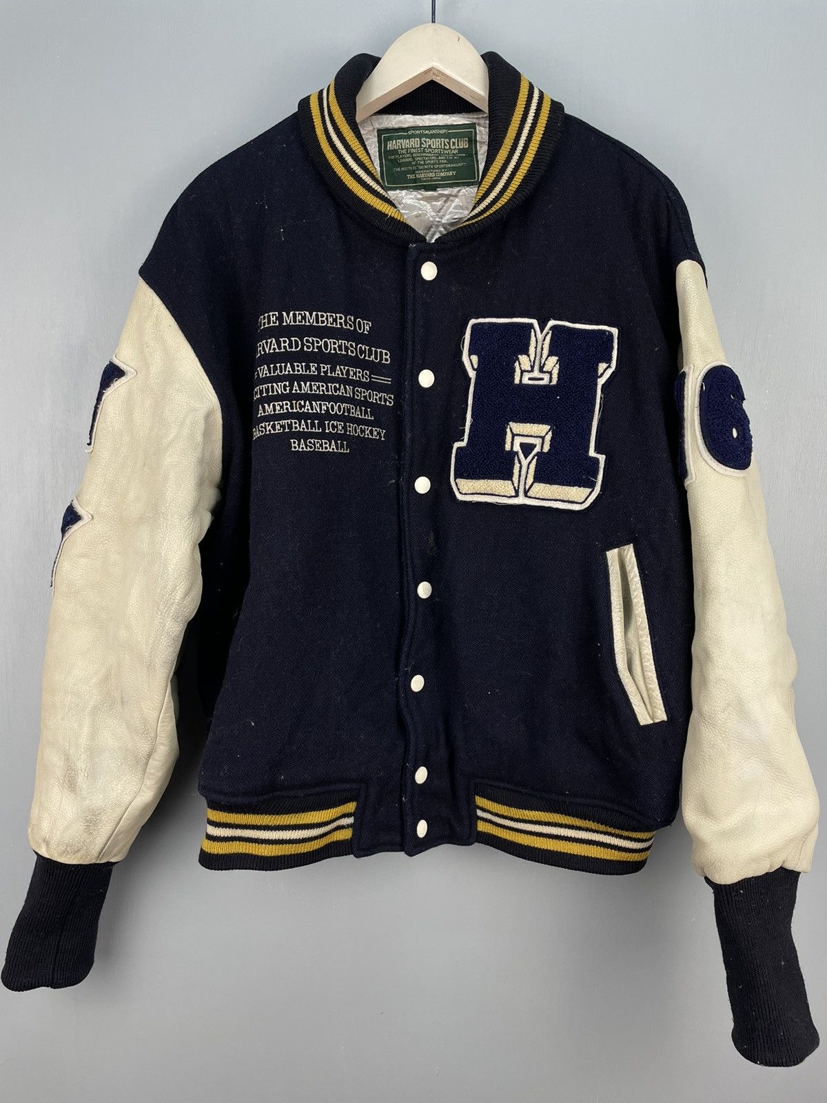 Vintage Vintage Harvard Sports Club varsity jacket Size US L / EU 52-54 / 3 - 3 Thumbnail