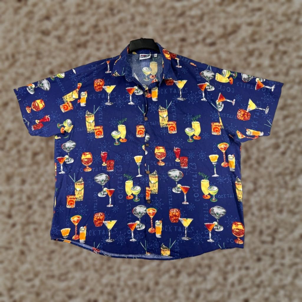 Vintage VINTAGE HWY 1 Shirt Men 3XL Blue Hawaiian Button-Up Casual Floral Aloha Luau Vacation 1950s 60s Mens Size US XXL / EU 58 / 5 - 1 Thumbnail