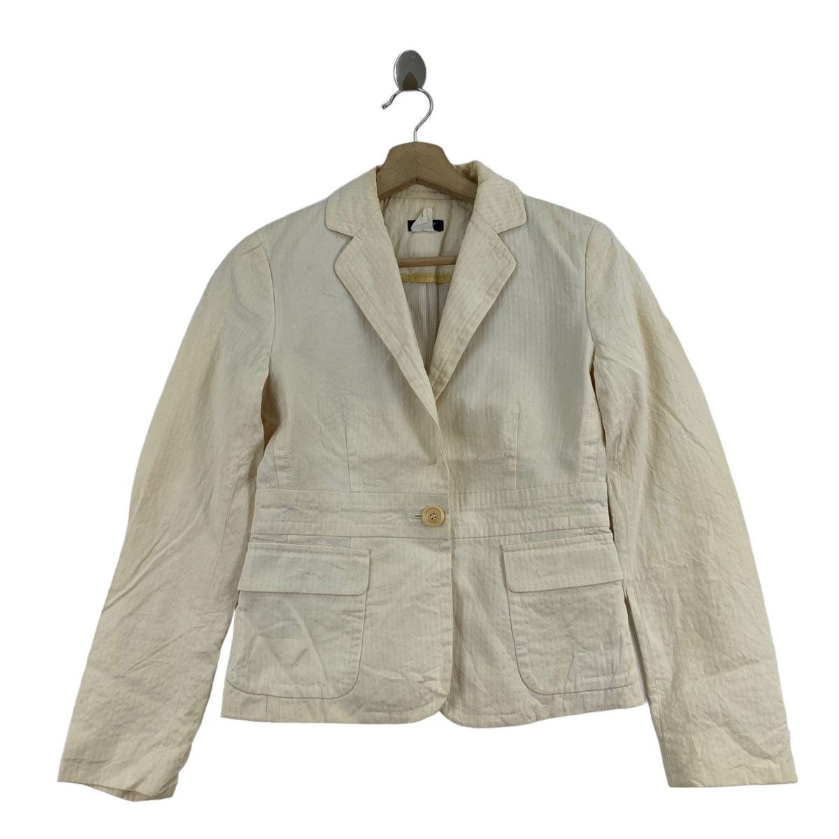 J.Crew × Vintage Vintage J.CREW Cream Formal Blazer Coat Size XS / US 0-2 / IT 36-38 - 1 Thumbnail