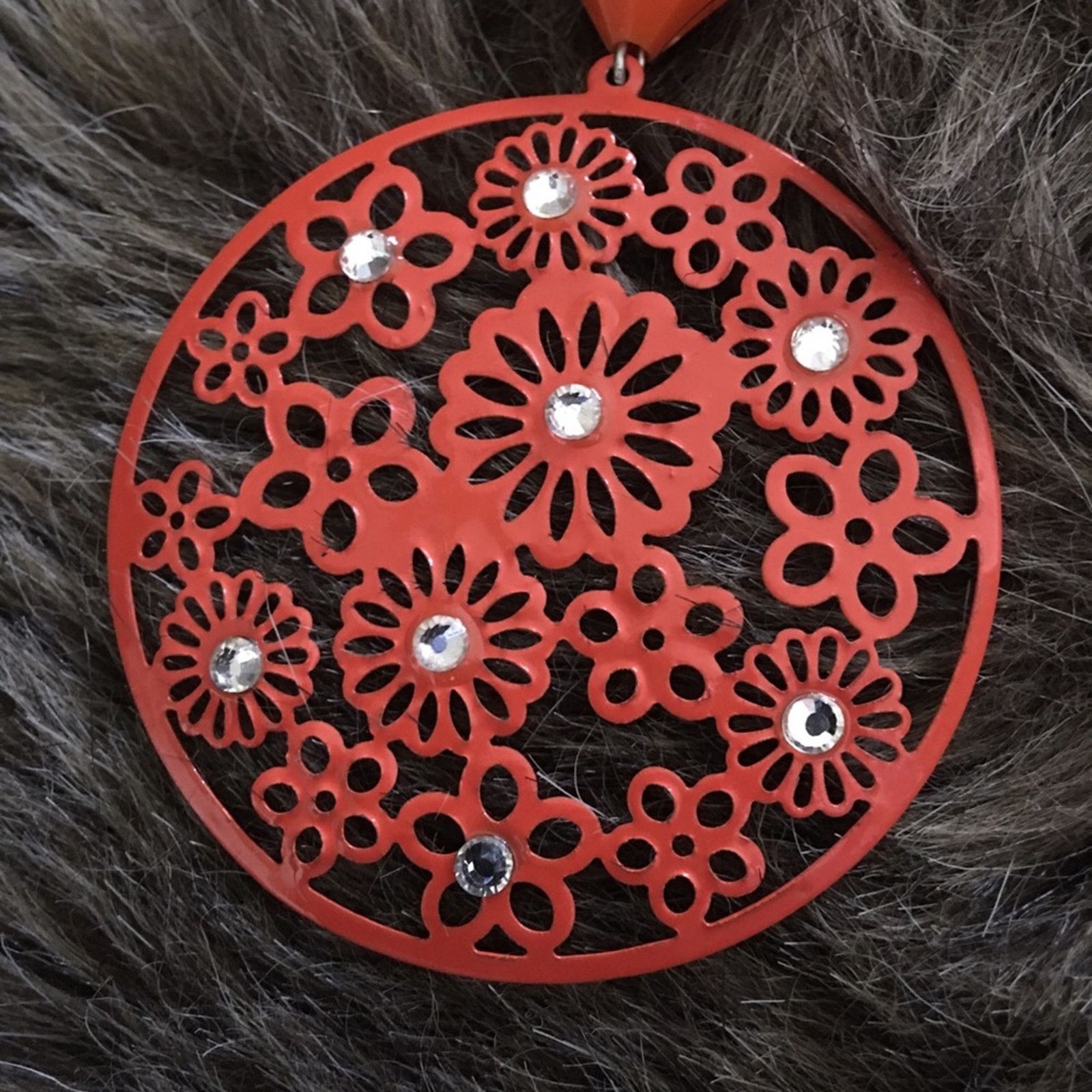 Jewelry Large orange disc rhinestone fish hook earrings Size ONE SIZE - 2 Thumbnail