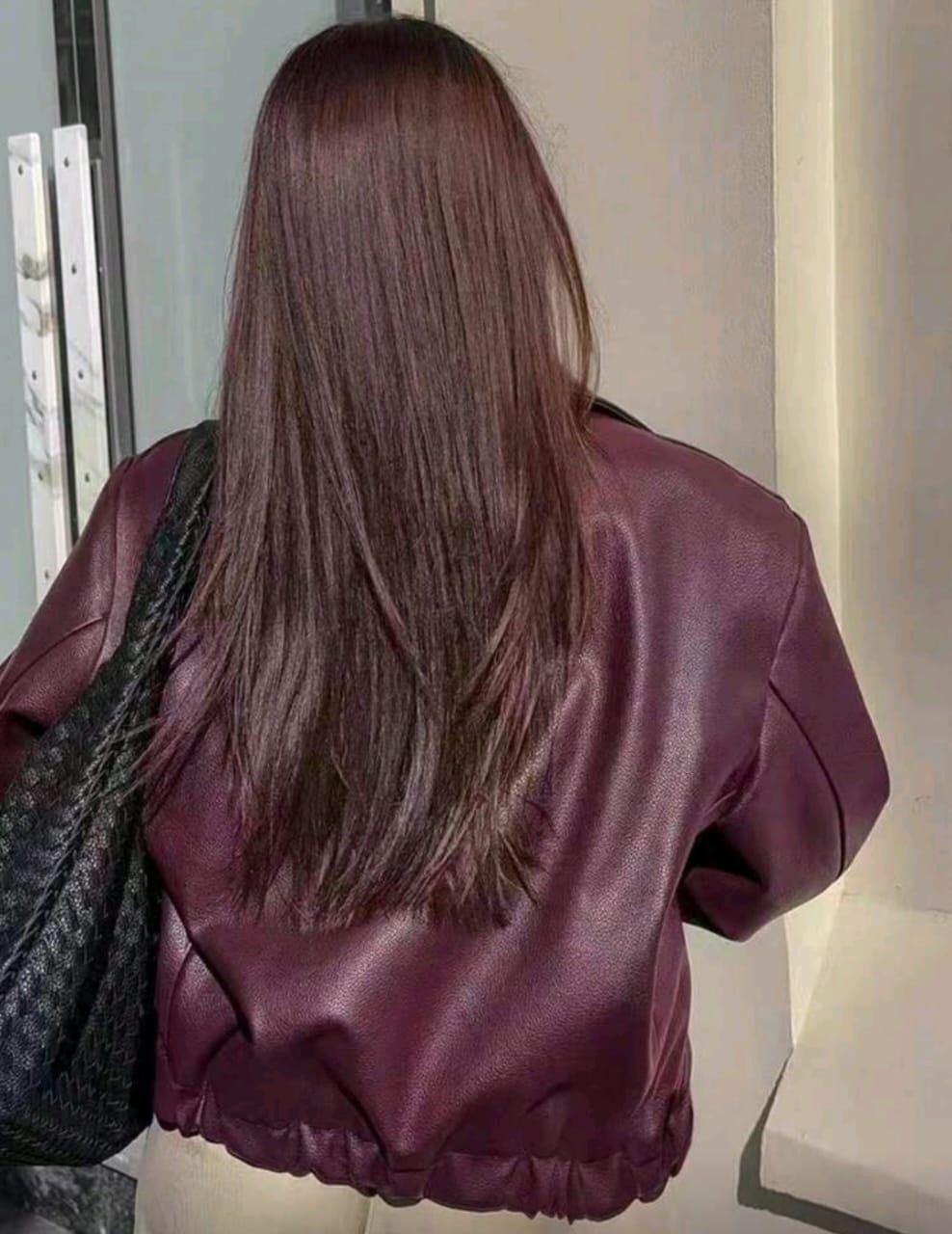 Other Women’s Burgundy Faux Leather Zip Jacket 🍷🔥 Size L / US 10 / IT 46 - 4 Thumbnail
