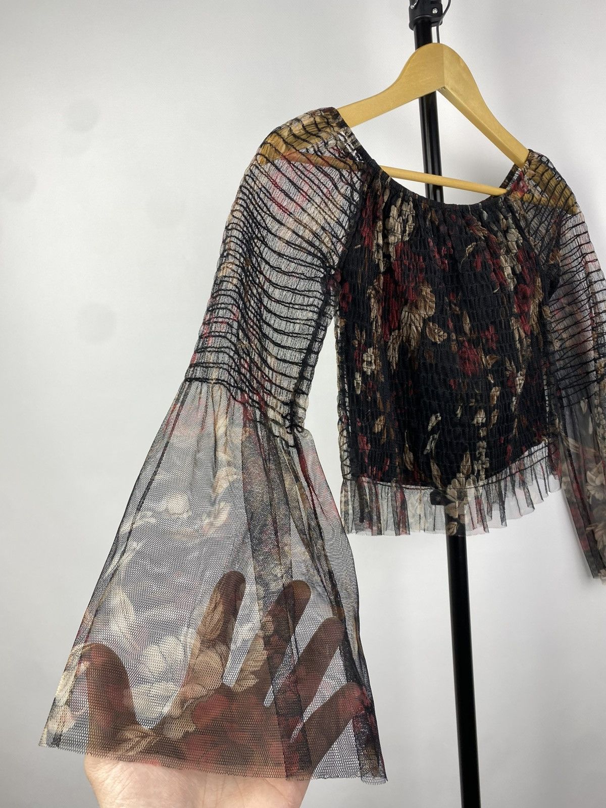 20471120 × Japanese Brand × Vintage Save The Queen Jean Paul Gaultier Style Roses Mesh Blouses Size S / US 4 / IT 40 - 3 Thumbnail