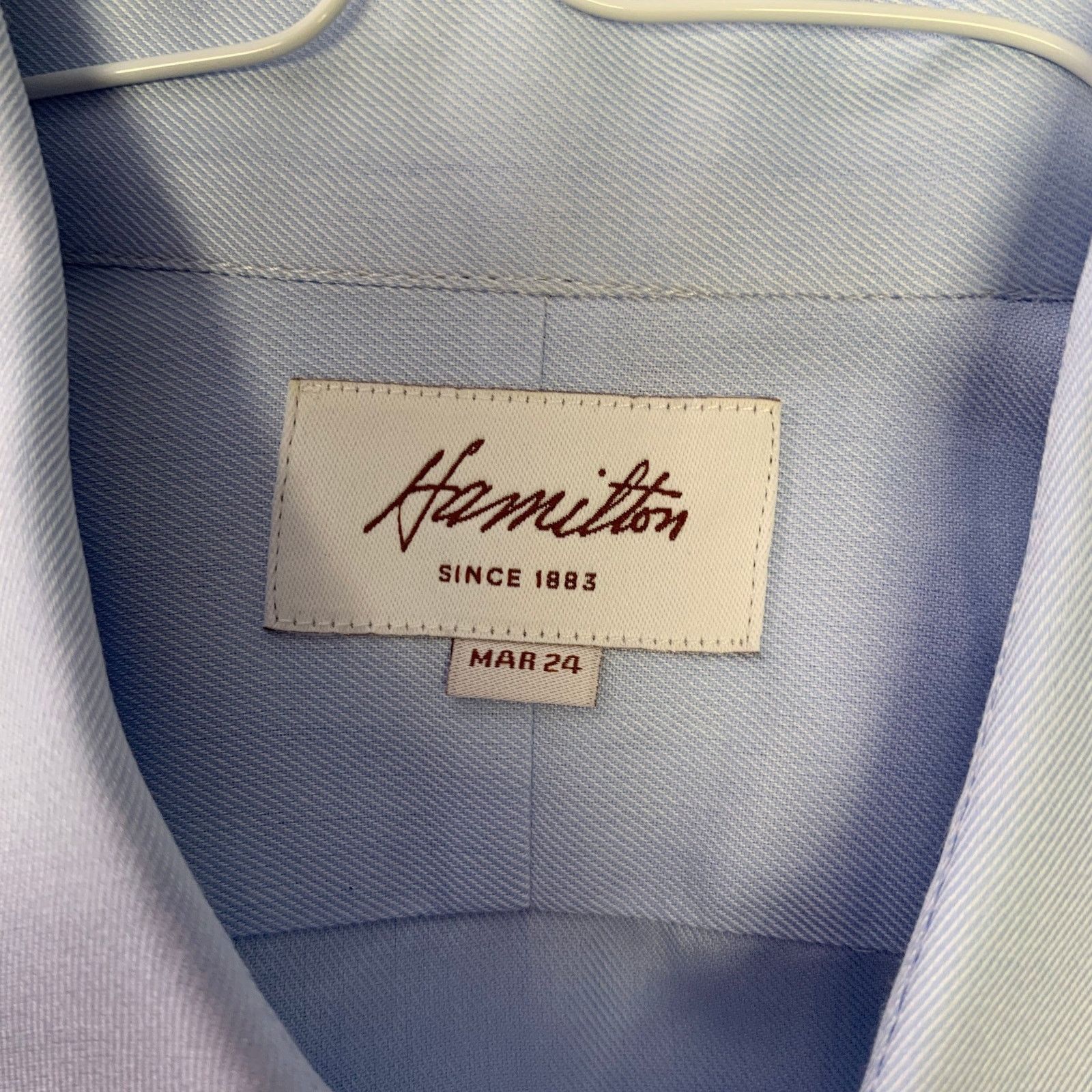 Hamilton Size S Blue Light Blue Cotton Spread Collar LS Shirt Size US S / EU 44-46 / 1 - 5 Thumbnail