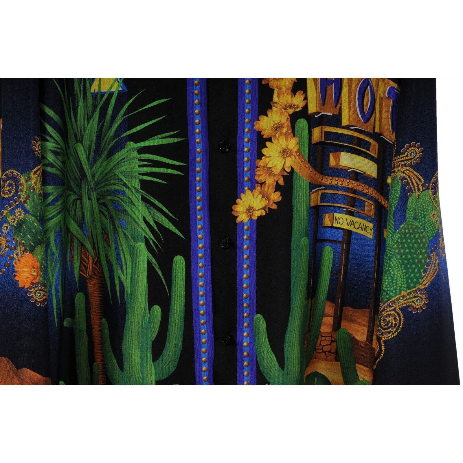 Versace Silk Palm Springs Desert Cactus Button Down Shirt IT 42 Size US M / EU 48-50 / 2 - 4 Thumbnail