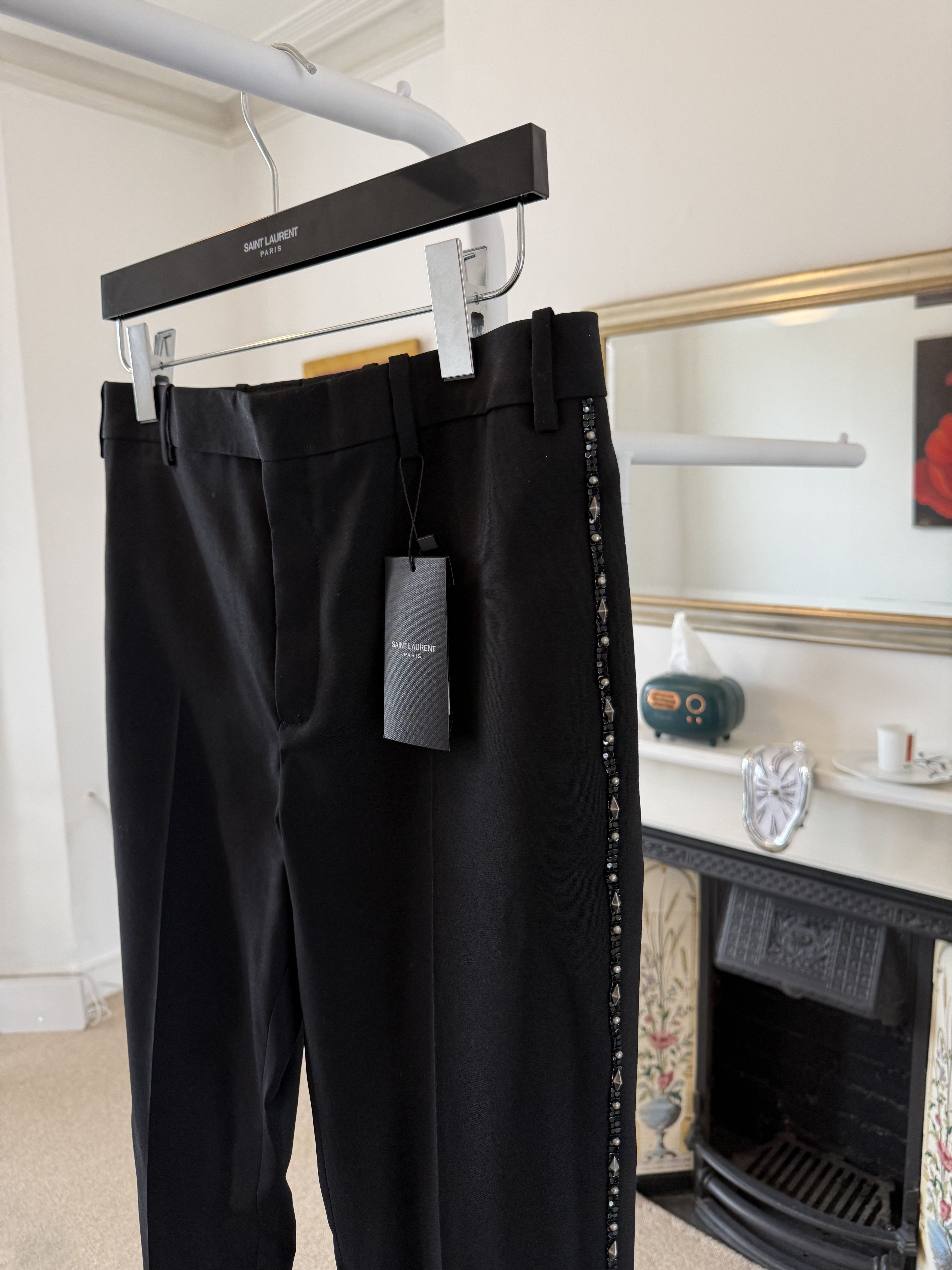 Saint Laurent Paris Saint Laurent Wool Canvas Tuxedo Pants with Studs Size US 30 / EU 46 - 6 Thumbnail