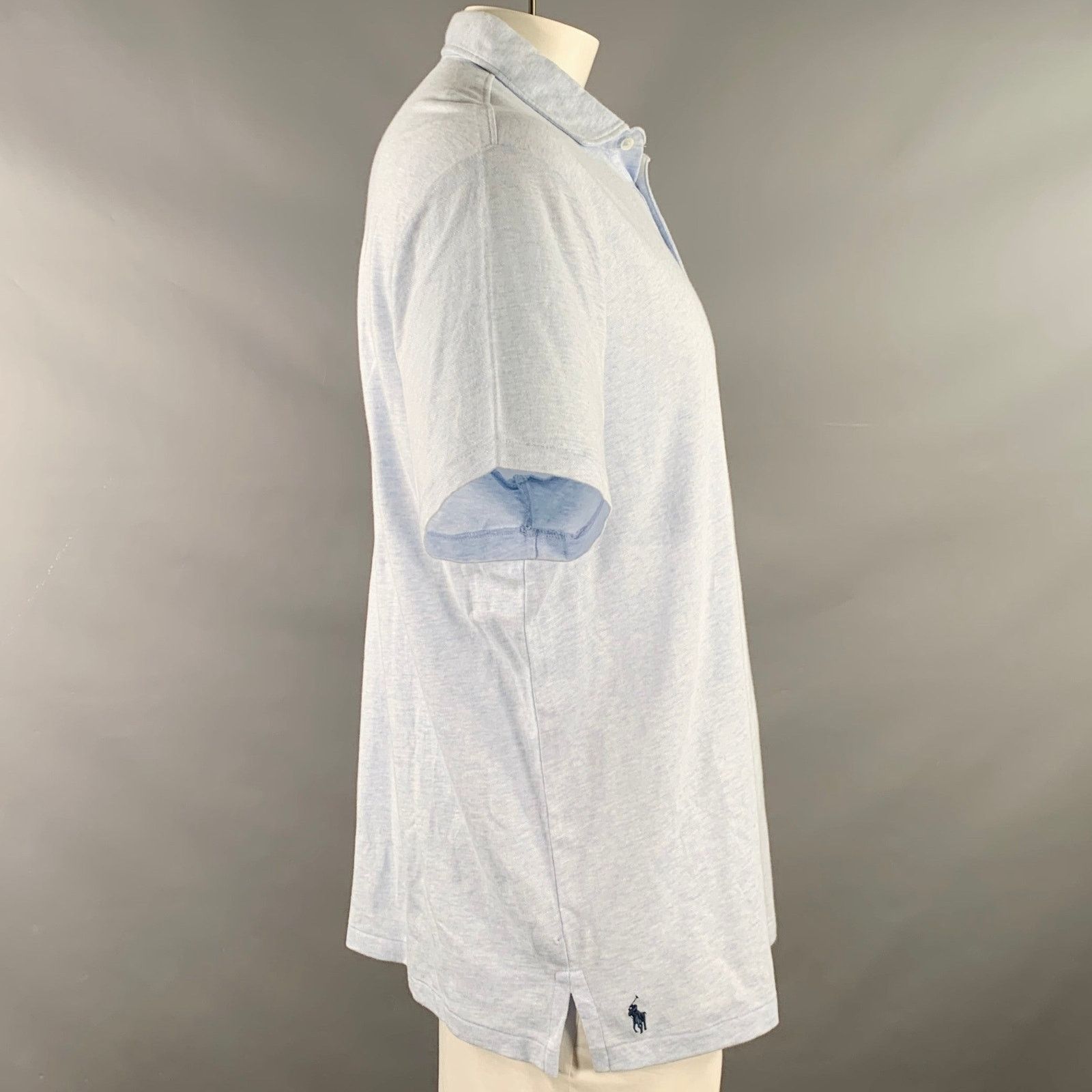 Polo Ralph Lauren Size XL Blue Cotton Linen One Pocket Polo Size US XL / EU 56 / 4 - 2 Thumbnail