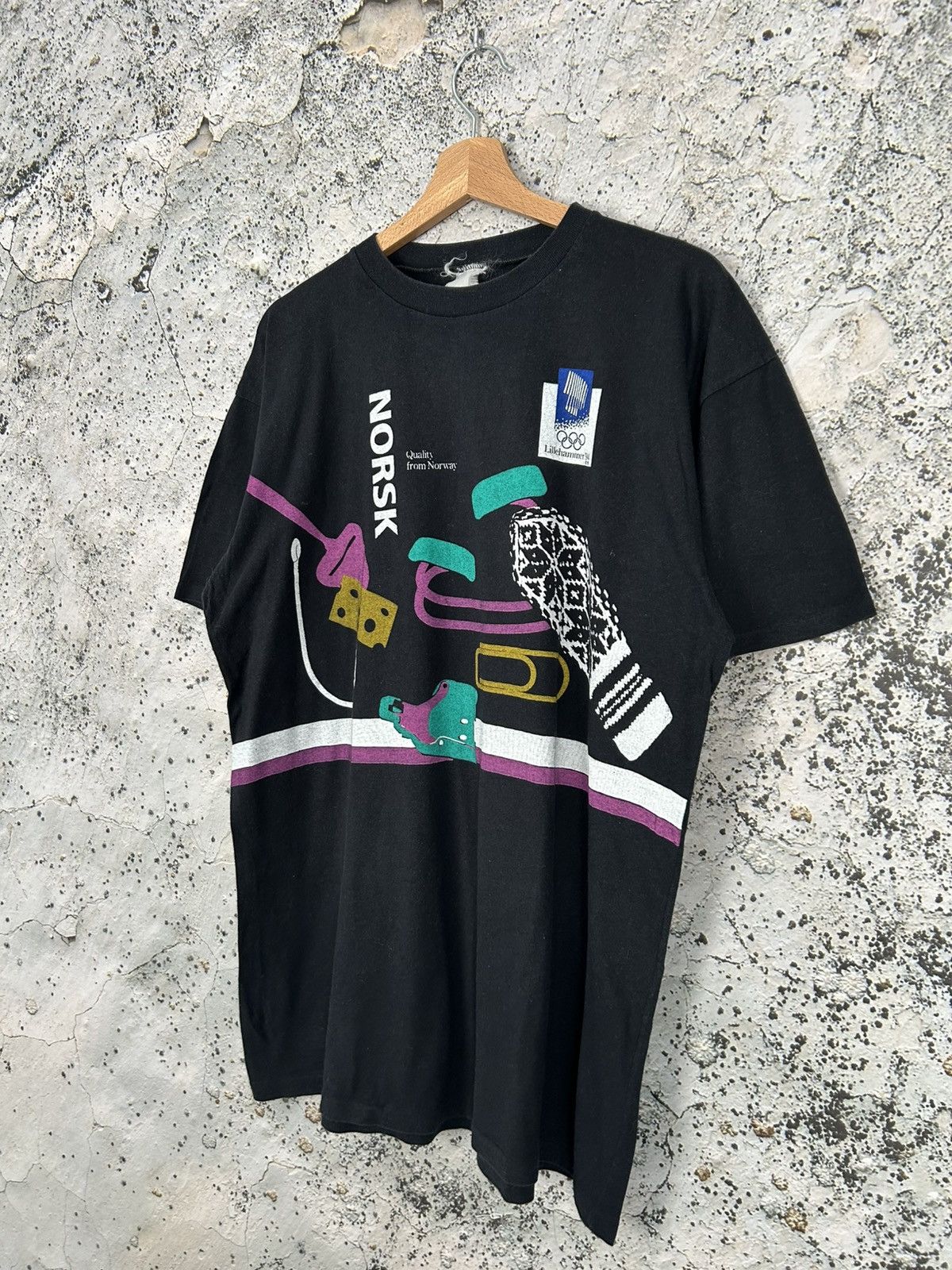 Vintage Vintage Lillehammer 1994 Olympic Games Rare Archive Tee 90s Size US XL / EU 56 / 4 - 2 Thumbnail