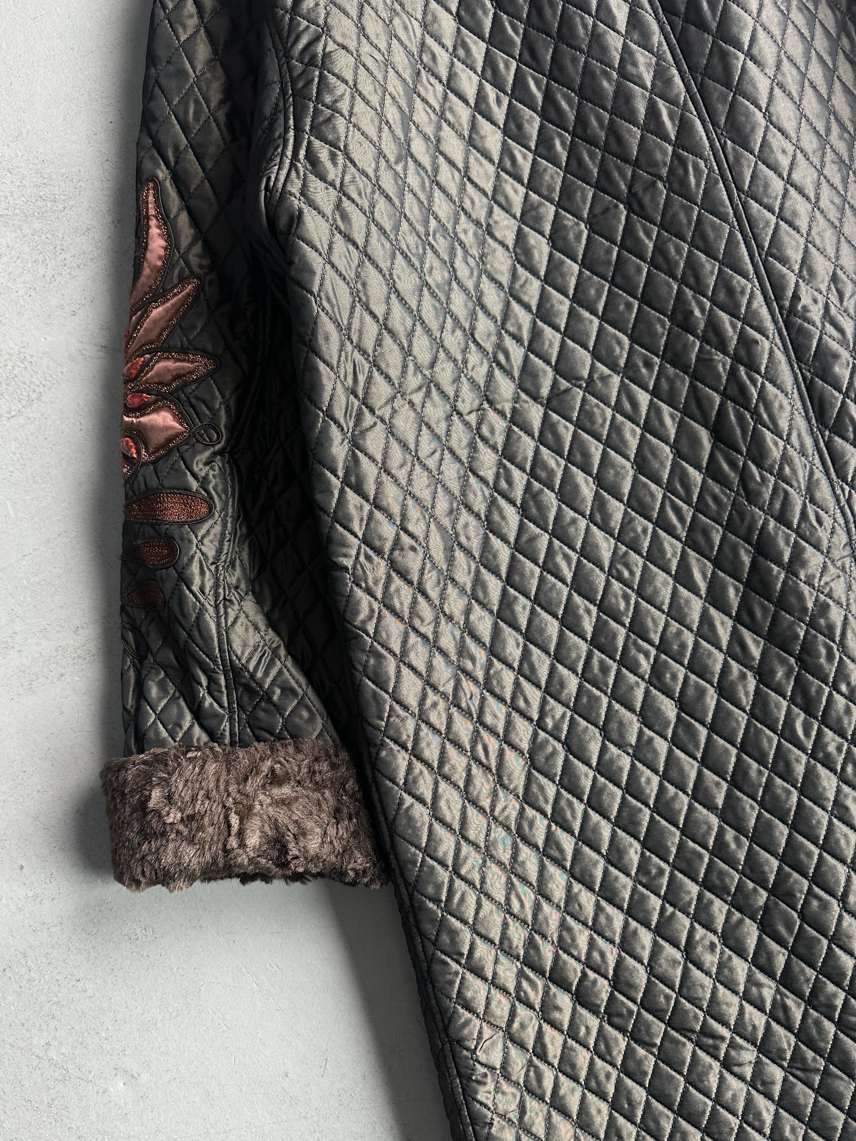 Kansai Yamamoto KANSAI YAMAMOTO 1990s OVERSIZED QUILTED COAT WITH FUR COLLAR Size M / US 6-8 / IT 42-44 - 12 Thumbnail