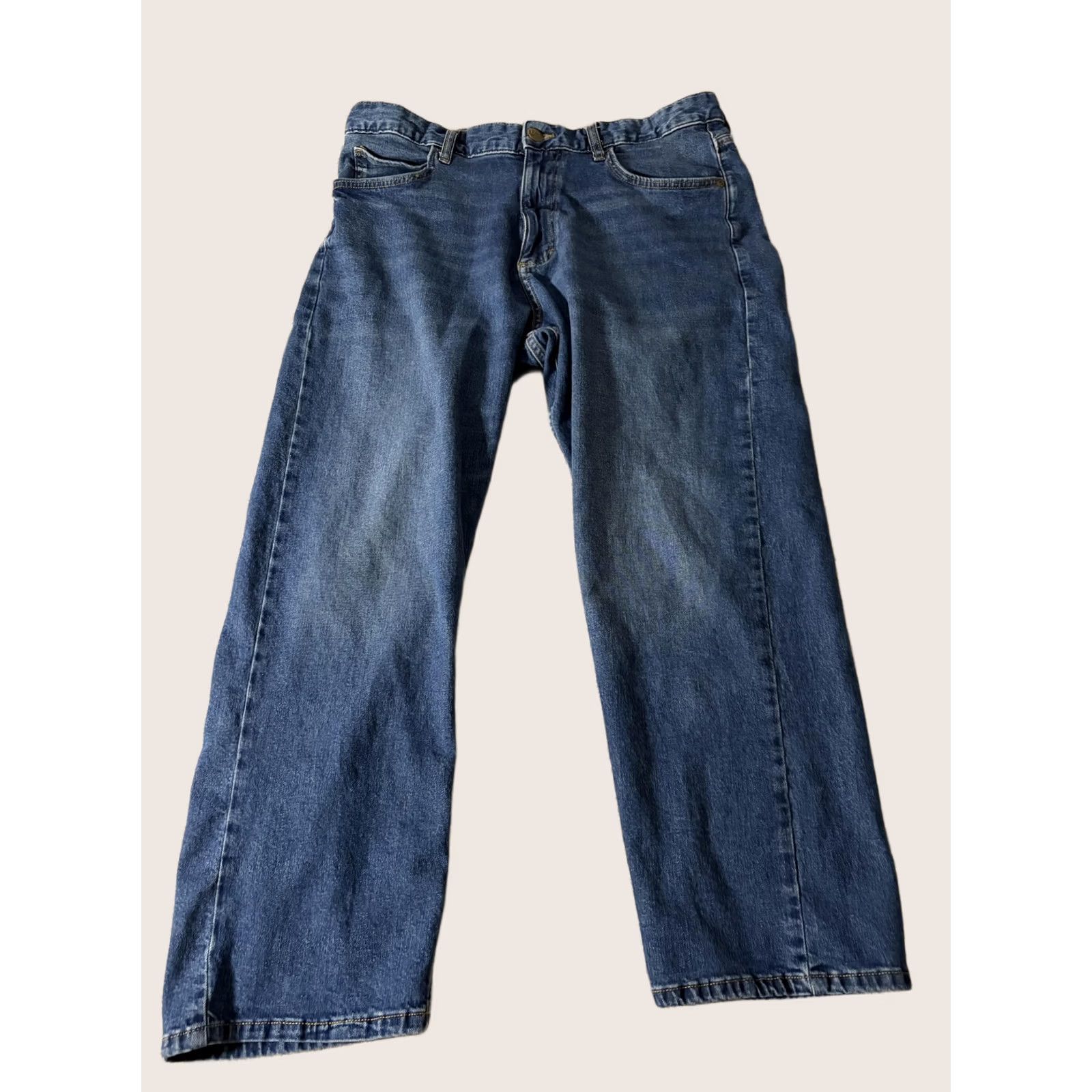 Lee Lee Jeans Womens 14 Blue Medium Wash Straight Classic Fit Stretch Denim 38x26 Size 36" / US 14 / IT 50 - 1 Thumbnail