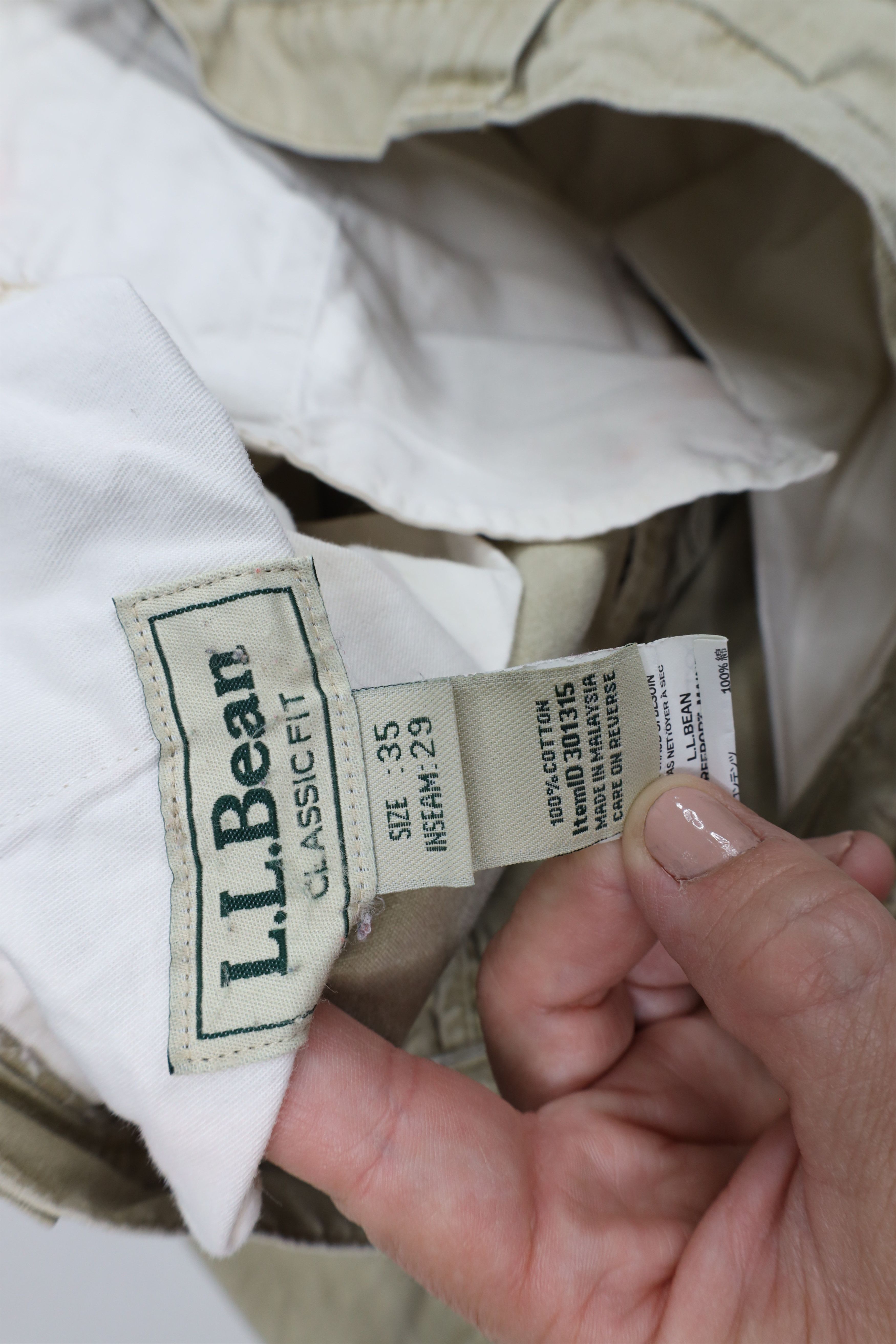 L.L. Bean × Vintage Vintage 90s LL Bean Stonewash Pants Chinos Beige Cotton Size US 35 - 7 Thumbnail