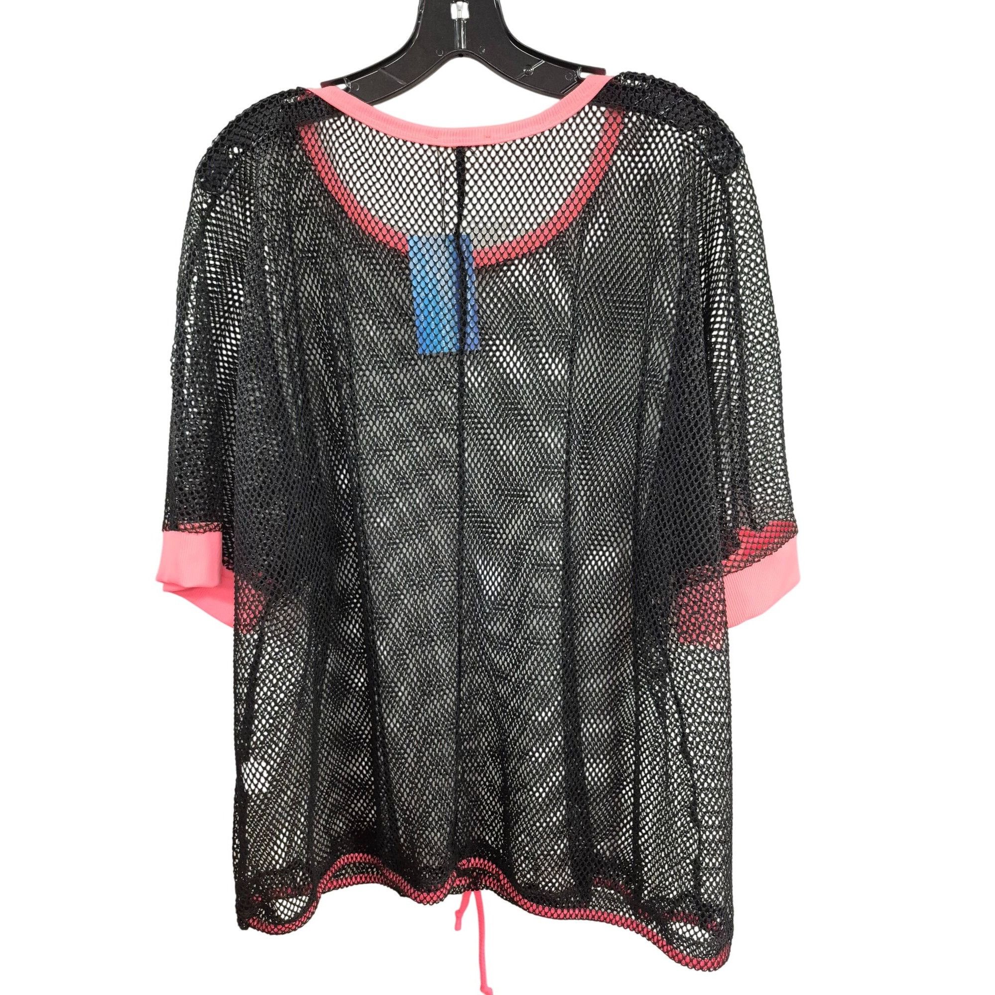 Other Black Mesh Oversized Top With Pink Trim & Drawstring Hem By Size XL / US 12-14 / IT 48-50 - 7 Thumbnail