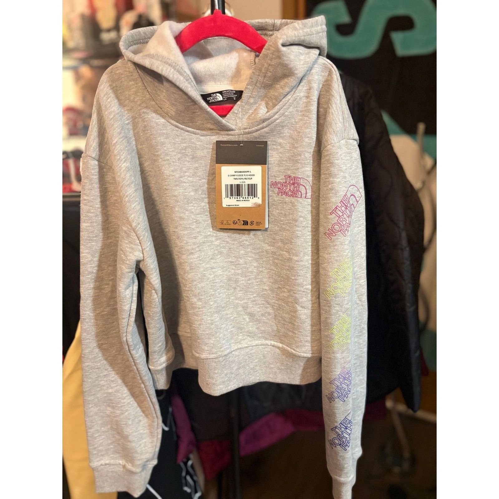 The North Face SZ L (12) - The North Face Girls Fleece Cropped Hoodie - NWT Size L / US 10 / IT 46 - 1 Thumbnail