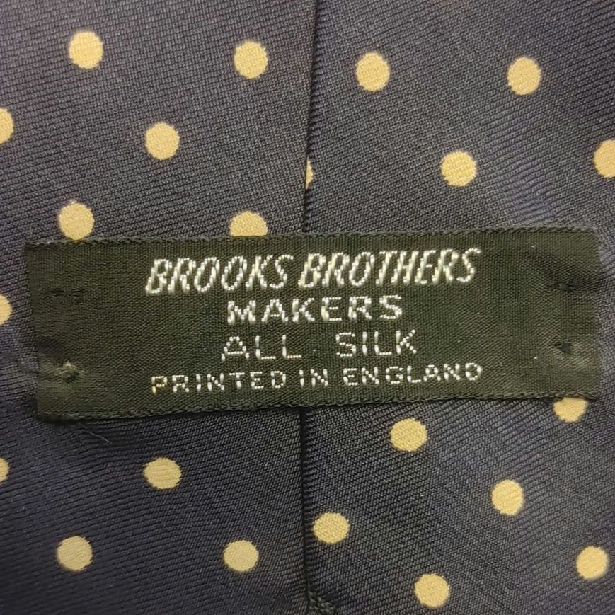 Brooks Brothers VTG Brooks Brothers All Silk Navy Blue/Yellow Polka Dot Tie Size ONE SIZE - 2 Thumbnail