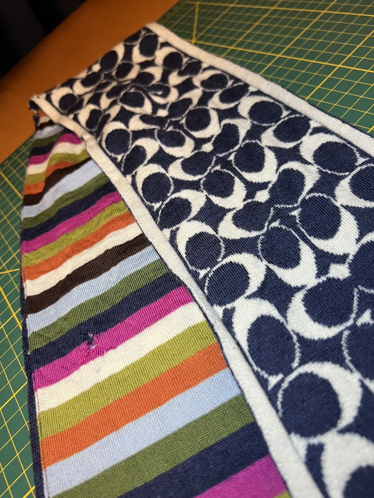 Coach Vintage thrashed multi colour striped monogram wool scarf Size ONE SIZE - 14 Thumbnail