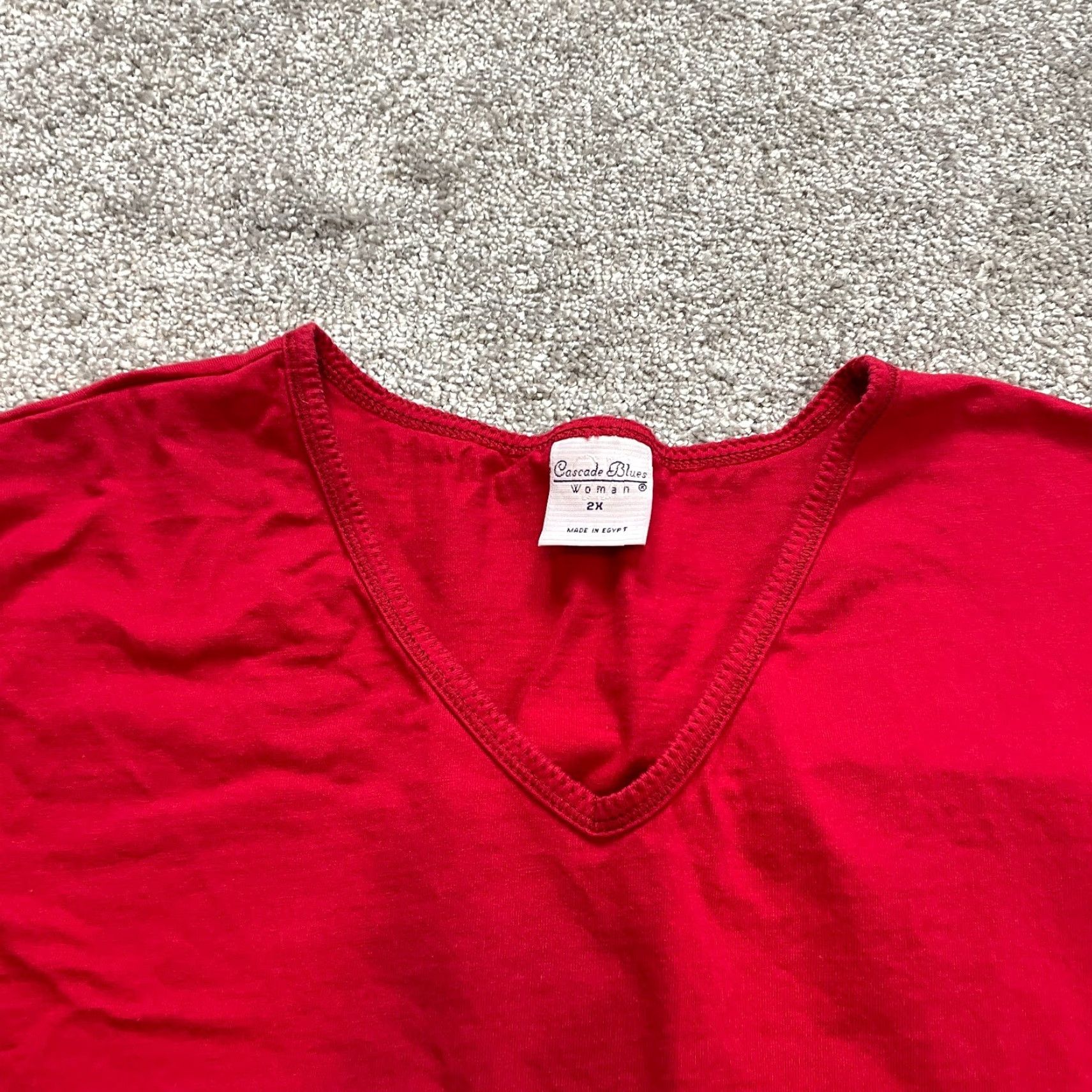 Vintage VINTAGE Cascade Blues Shirt Womens 2X Red Short Sleeve V Neck Cotton Tee Top Size XXL / US 16-18 / IT 52-54 - 2 Thumbnail