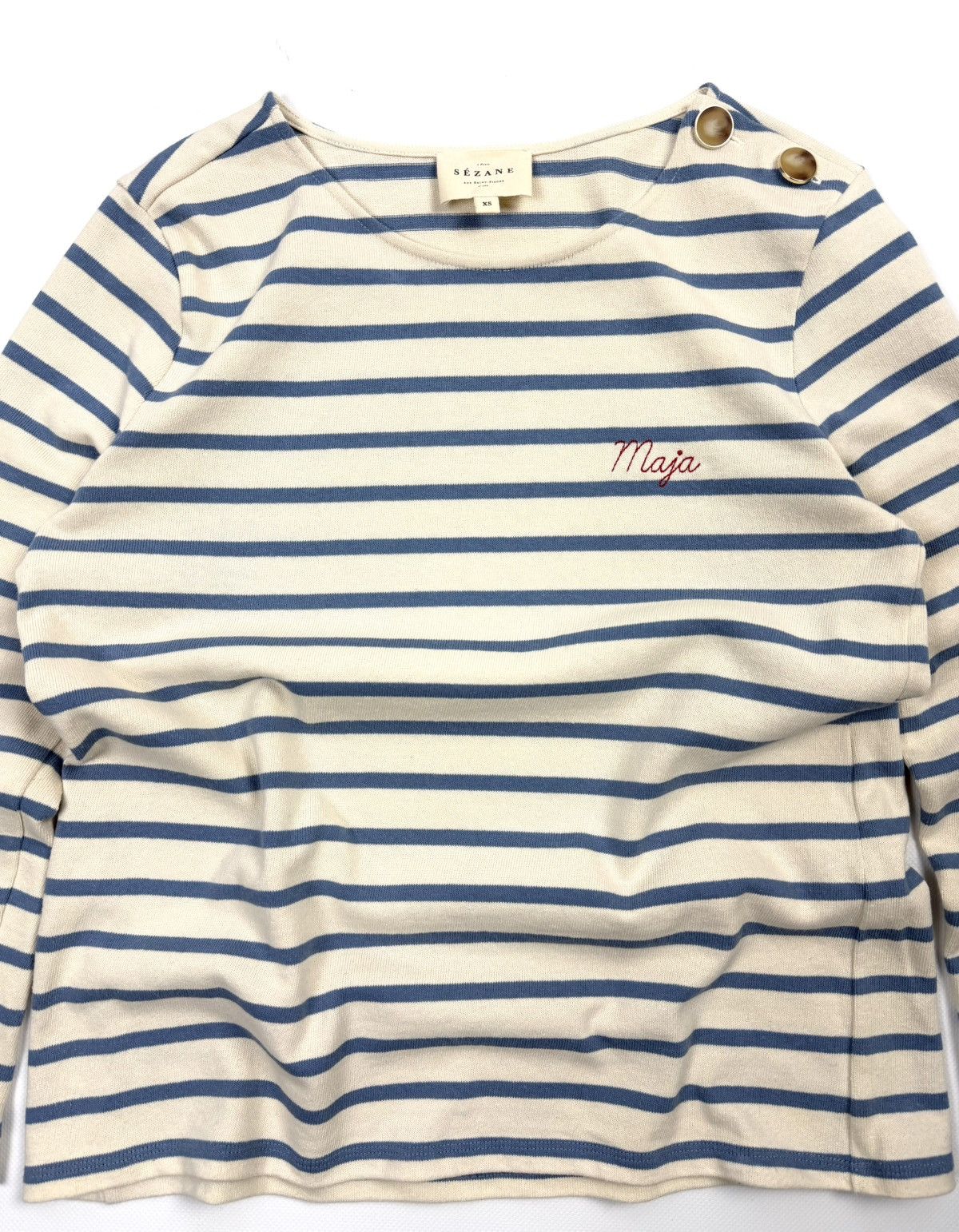 Sezane Sezane Colette Mariniere Striped Long Sleeve Top Designer Size XS / US 0-2 / IT 36-38 - 2 Thumbnail