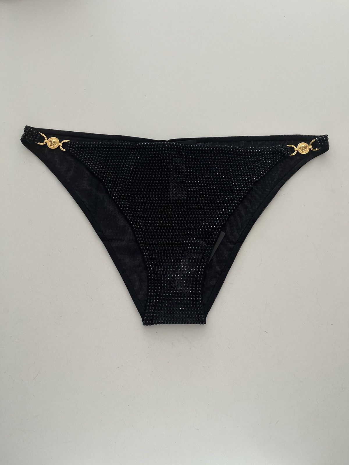 image of NWT - Versace Black Crystal Briefs, Women's