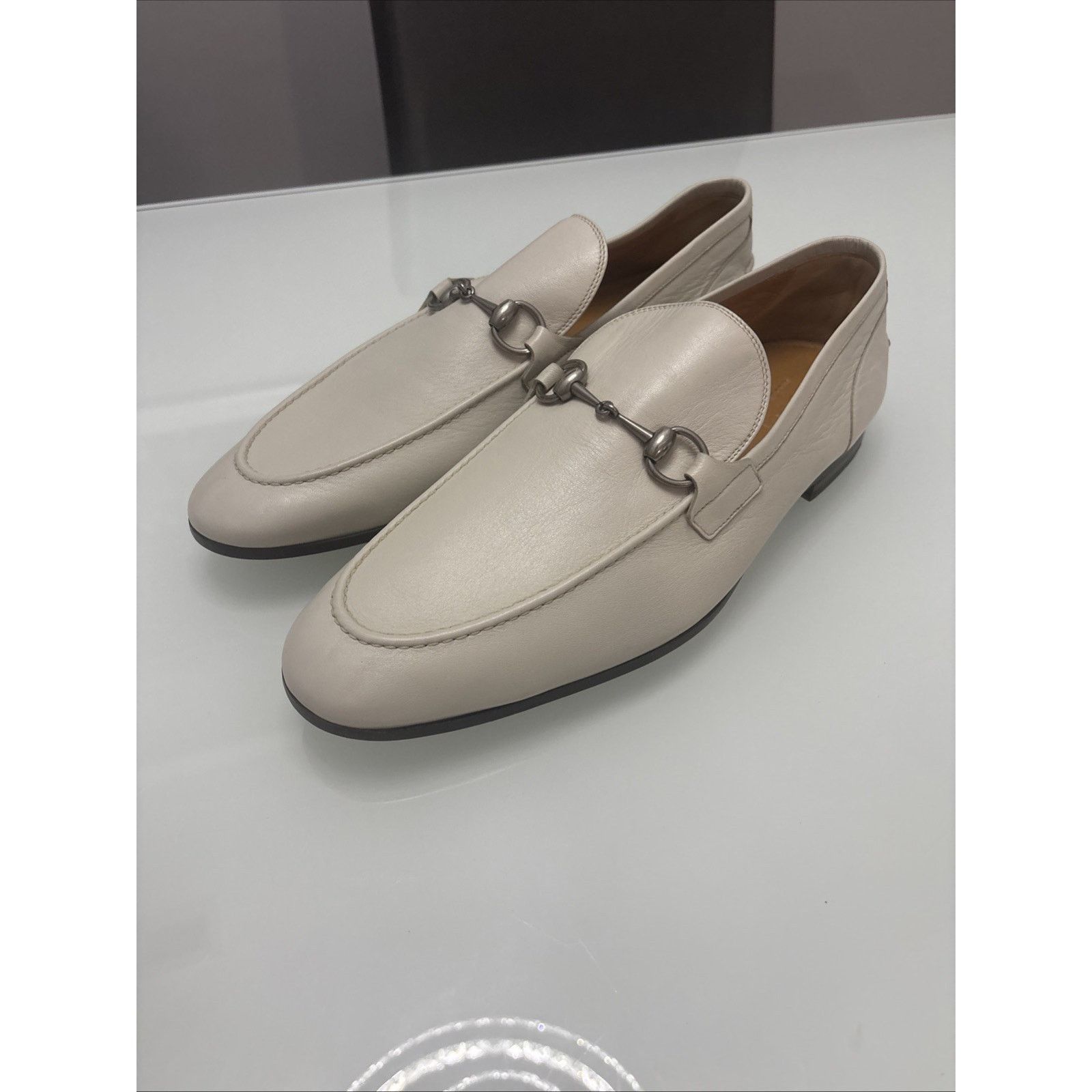 Gucci GUCCI JORDAAN SILVER HORSEBIT WHITE MEN'S LOAFERS 11 G 12 US Size US 11.5 / EU 44-45 - 2 Thumbnail