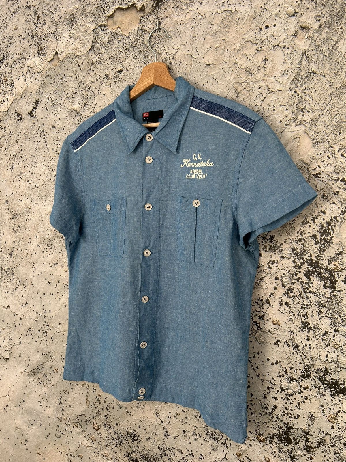 Diesel Vintage Diesel Blue Summer Shirt Avant Garde Y2K 00s Punk Size US L / EU 52-54 / 3 - 2 Thumbnail